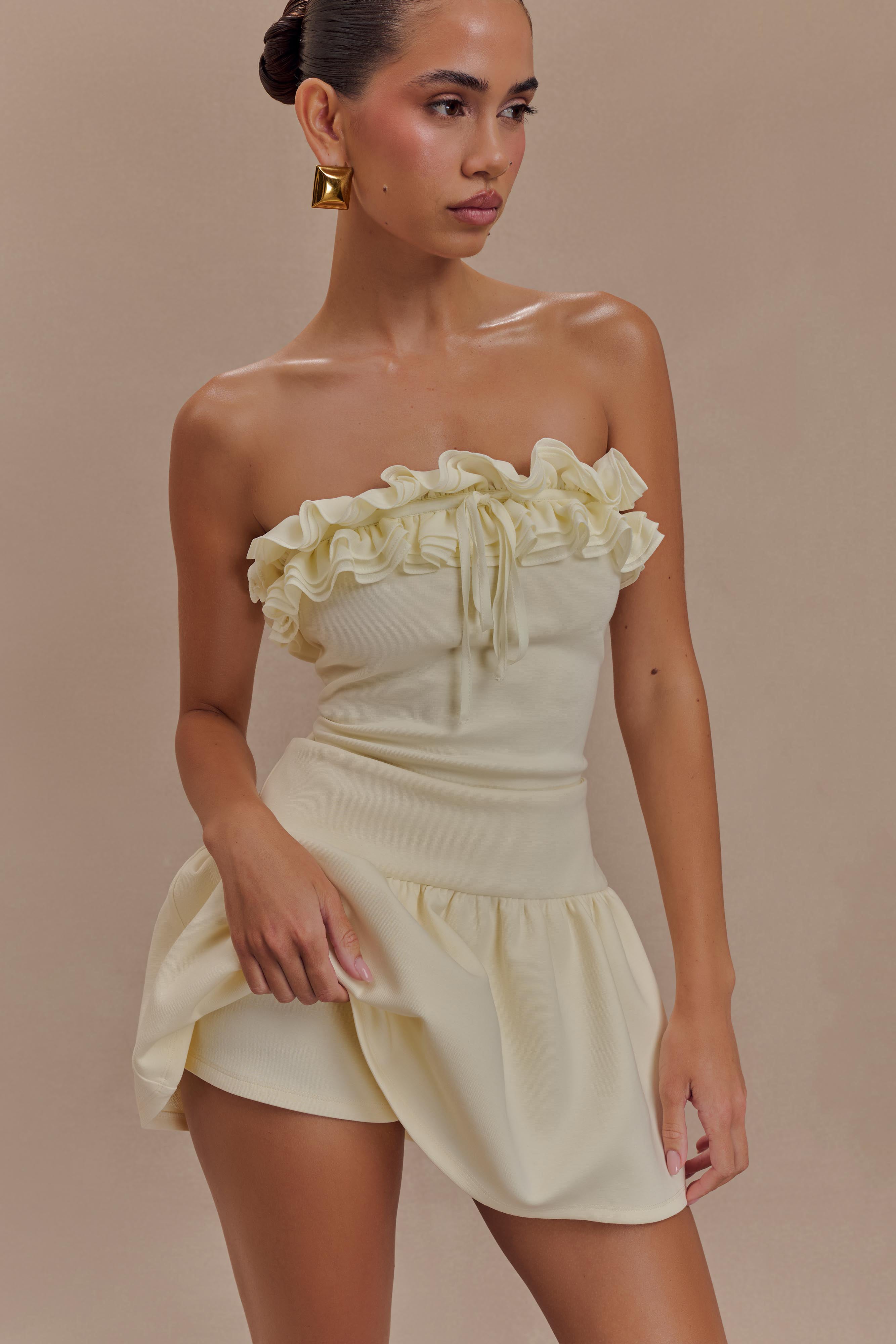 Jennie Frill Mini Skort - Ivory、mySite、solidvoid