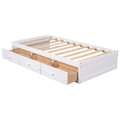 Orisfur. Twin Size Platform Storage Bed with 3 Drawers、、casual