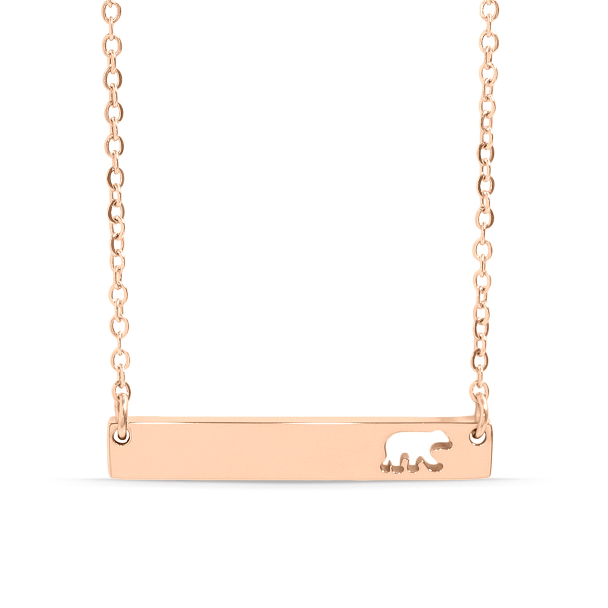 18K Gold PVD Stainless Steel Mama Bear Horizontal Bar Necklace / SBB0148、mySite、dreamappss