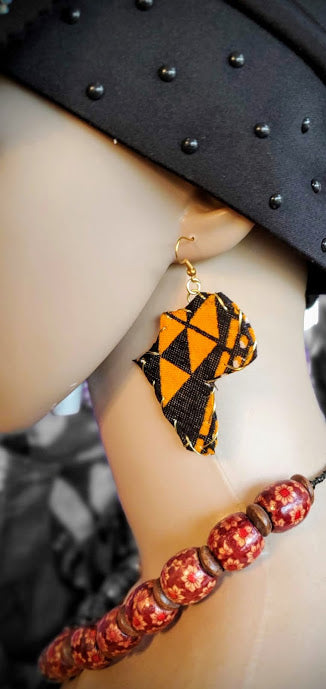 Orange and Black African Print Earrings-DP2687ER6、mySite、solidvoid