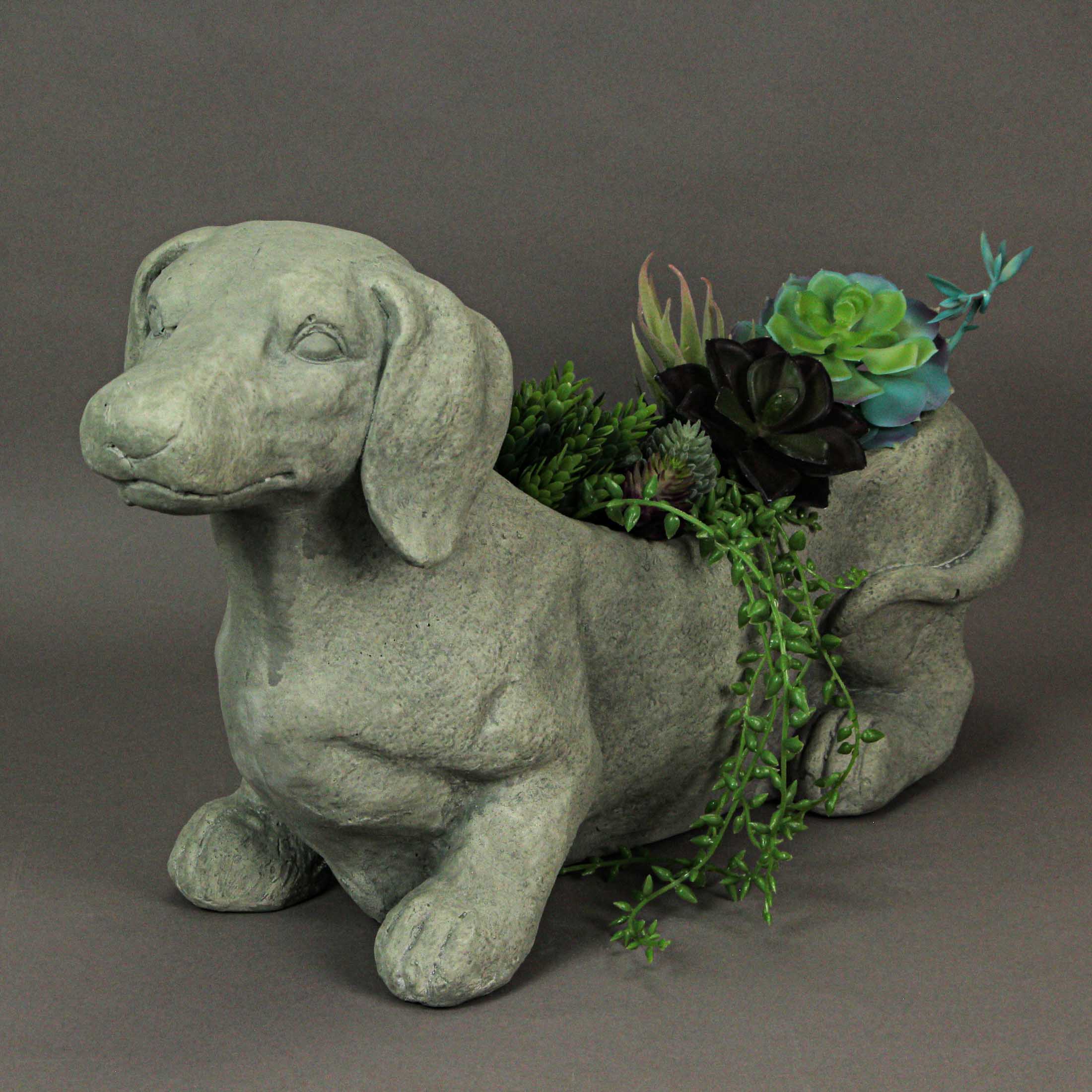 Dachshund Stone Finish Planter Realistic、mySite、g9winljtr