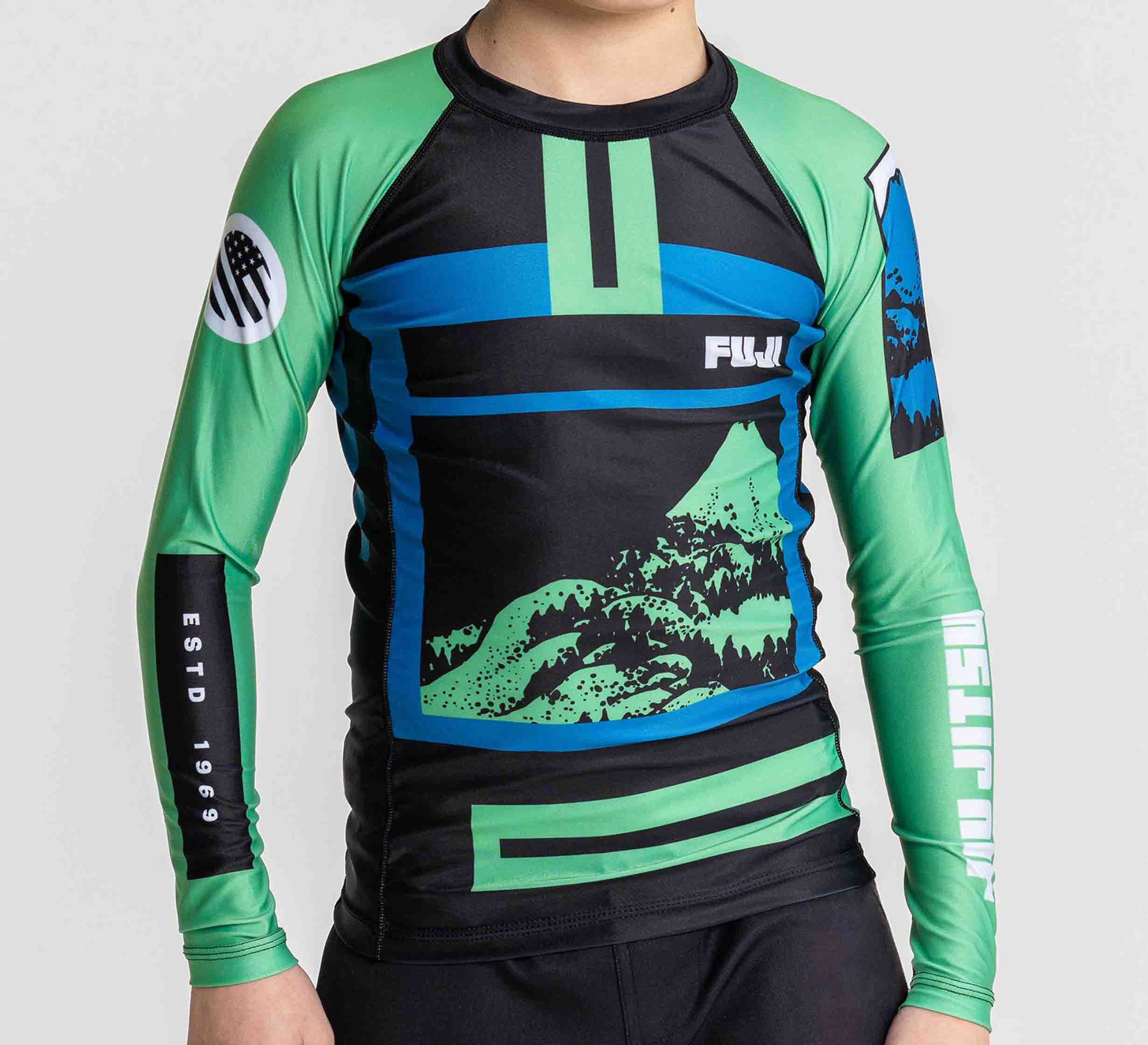 Kids Mt. FUJI Flex Lite Long Sleeve Rashguard Blue/Green、mySite、gigharbornorthrealestate