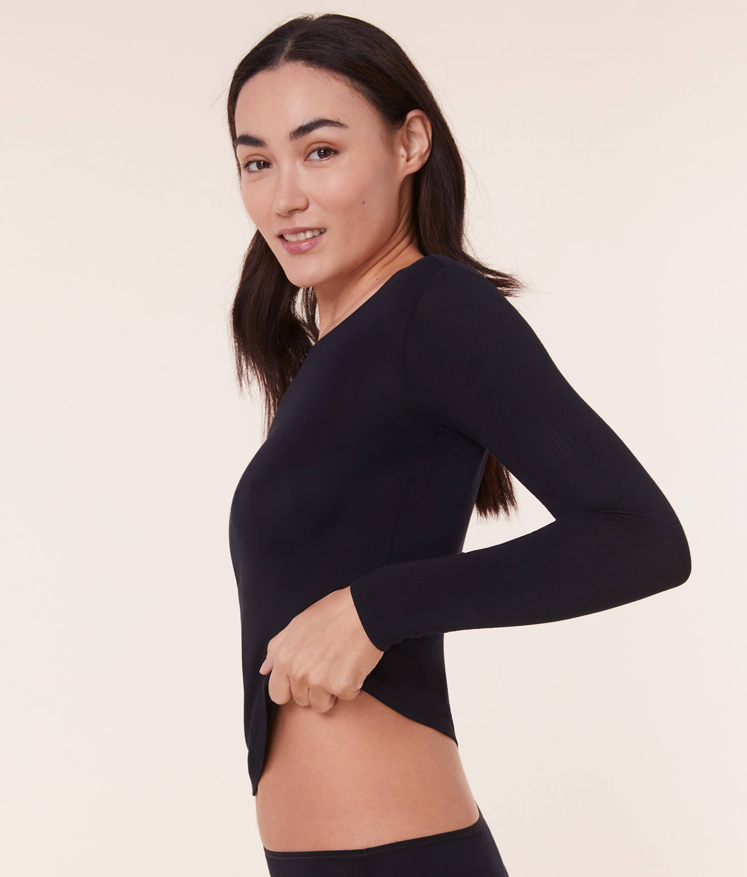  The Base Long Sleeve Top - Cloud - Black、mySite、ashleygrahame