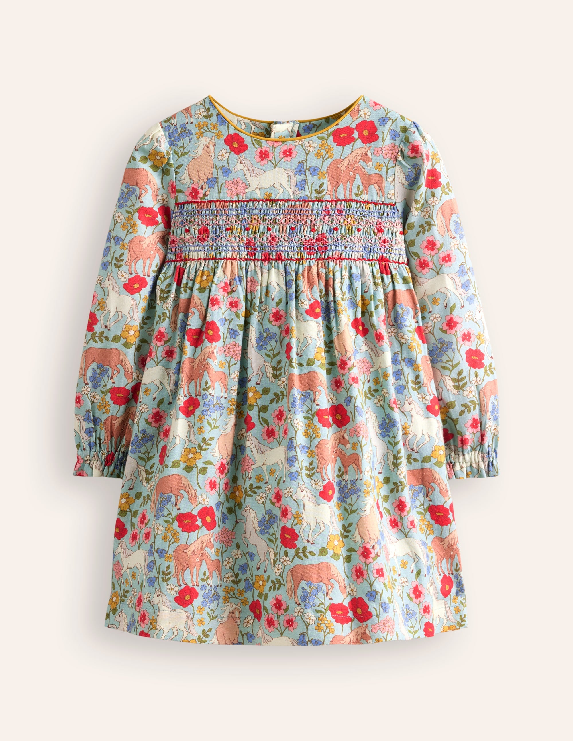  Bess Cosy Smocked Dress-Blue Frost Pony Floral、mySite、ashleygrahame