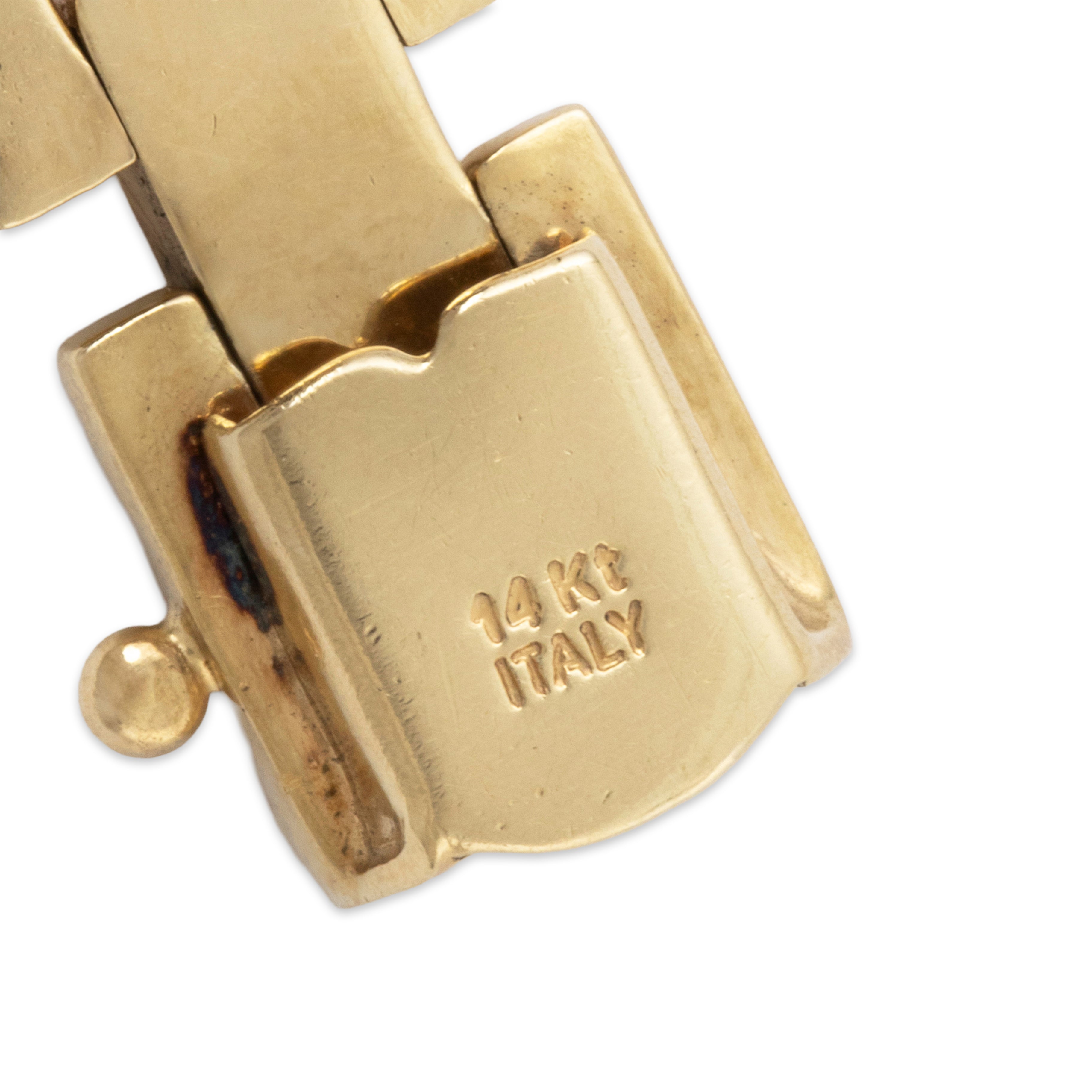 Vintage Italian 14k Yellow Gold Brushed Flat Link Bracelet 7、mySite、hinf8tx79