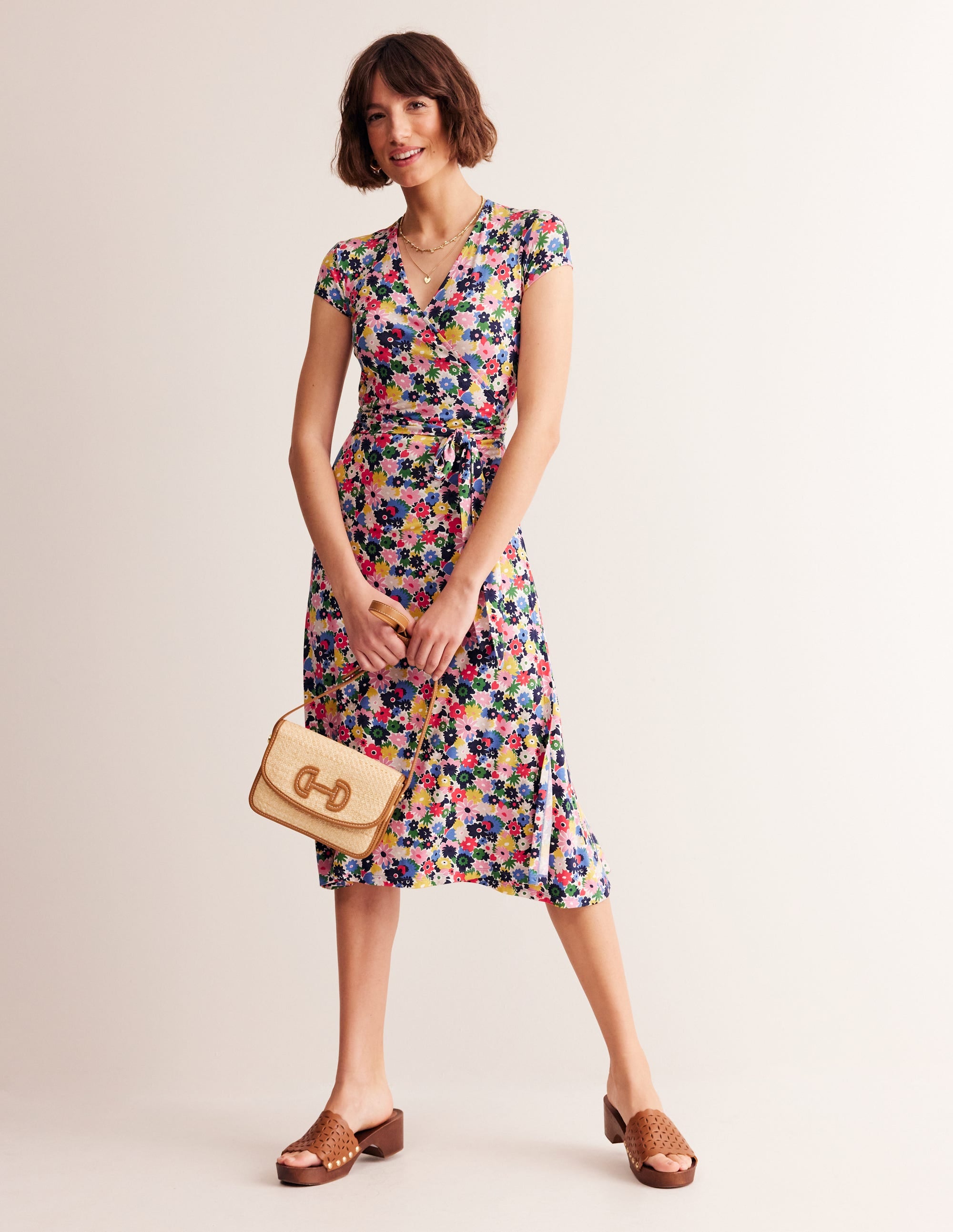  Joanna Cap Sleeve Wrap Dress-Multi, Paintbox Ditsy、mySite、ashleygrahame