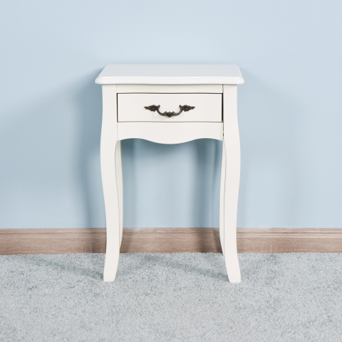 White Bathroom Floor-standing Storage Table with a Drawer、、casual