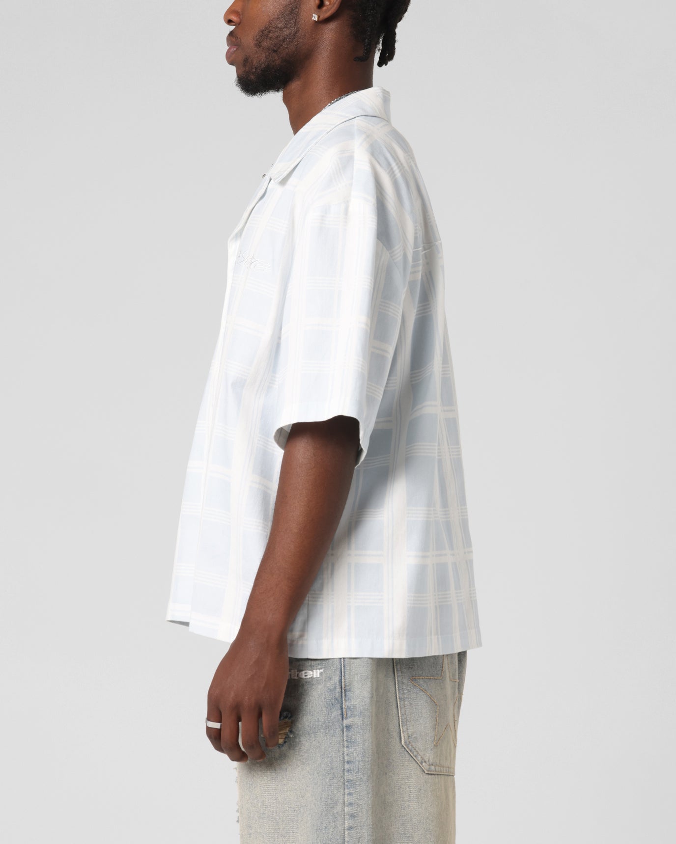 Loiter Daytona Button Up Shirt Blue Check、mySite、zt4zffjzw