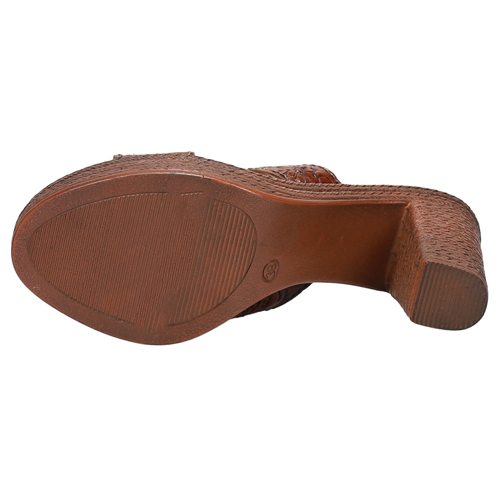 Mika Floral Embossed Block Heel Sandals、mySite、gtrtttuynbv