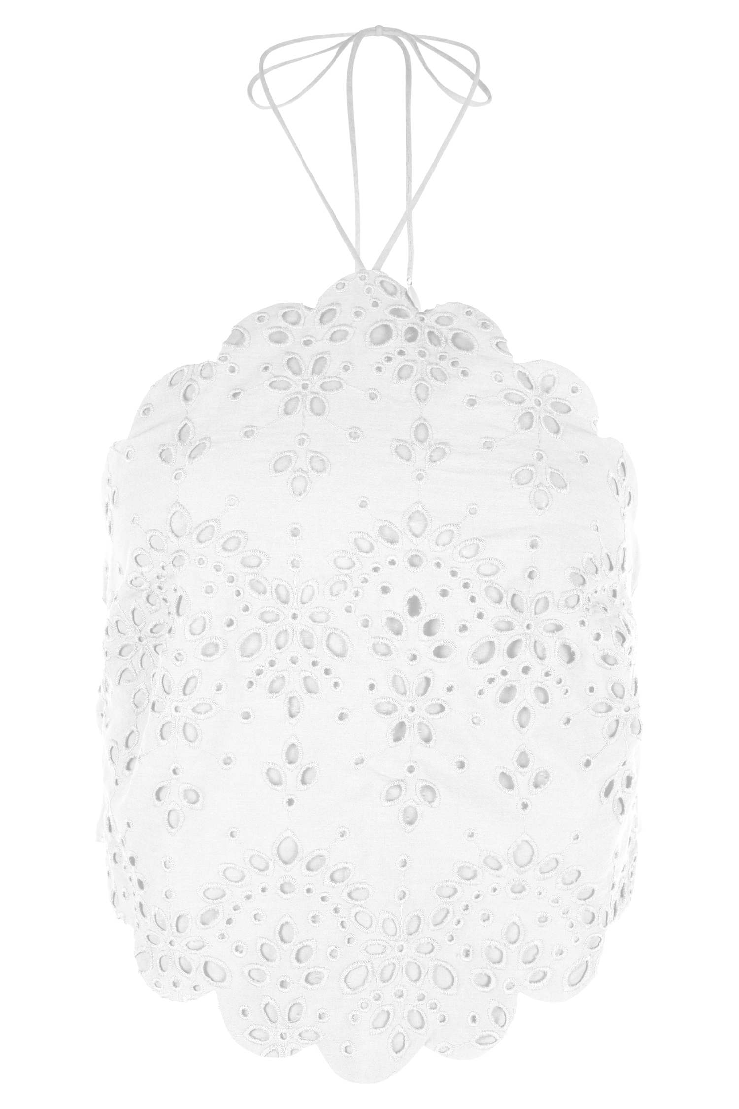 Kensley Broderie Halter Top - White、mySite、solidvoid