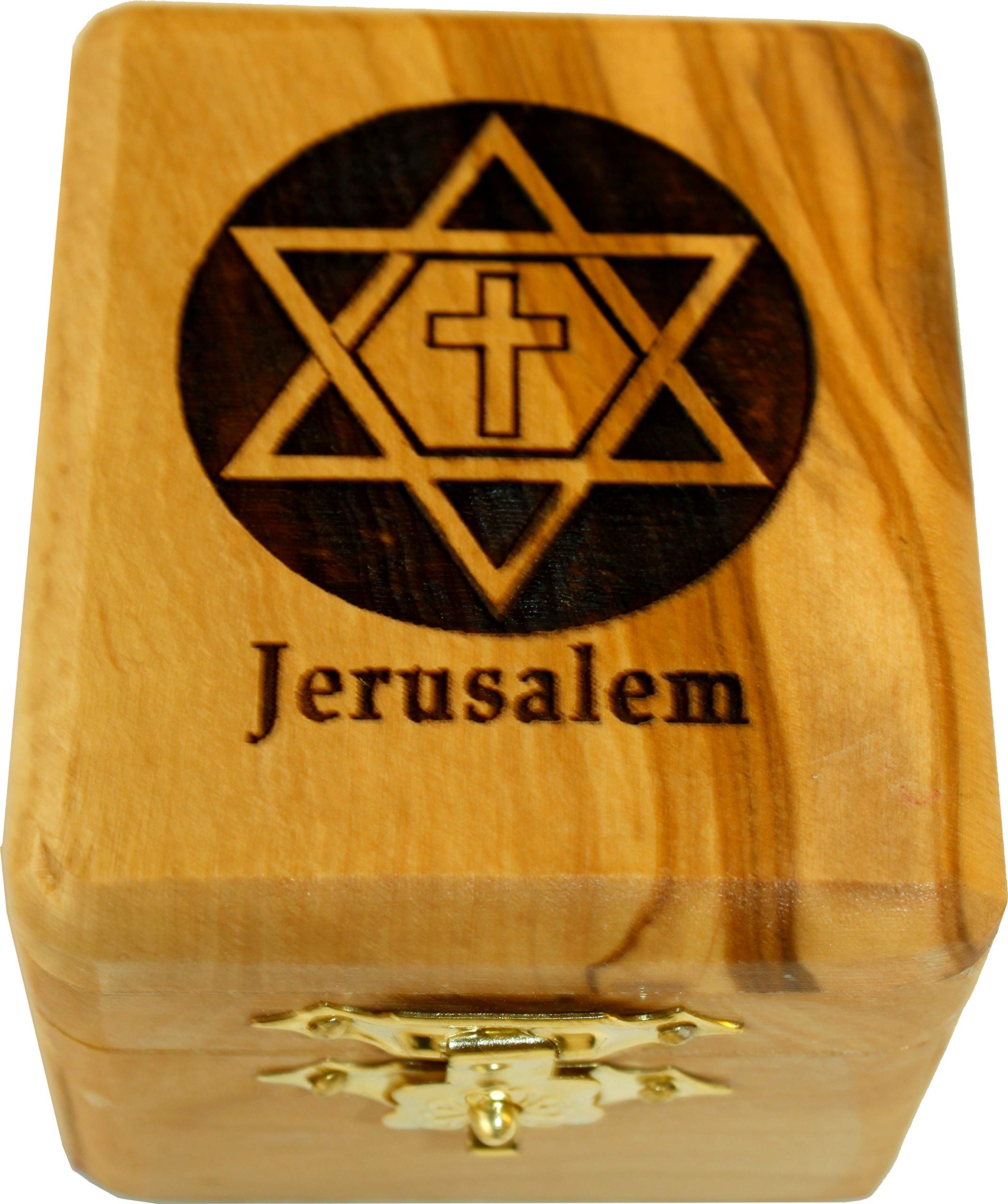  Holy Land Market Unique Messianic Star of David with Cross Olive Wood Box - Standard Size、mySite、elrpsem3k
