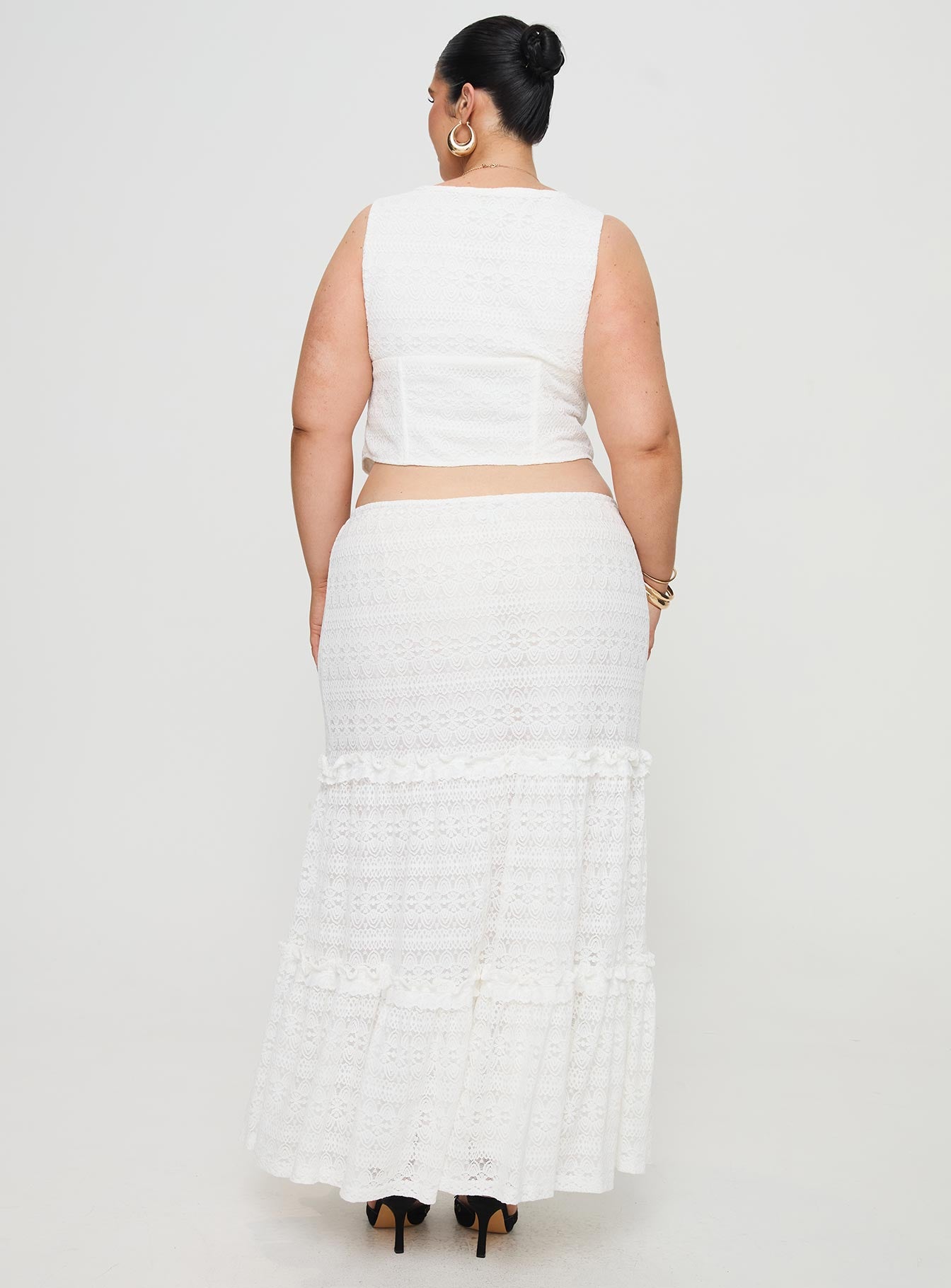 Buttacupe Lace Maxi Skirt White Curve、mySite、solidvoid