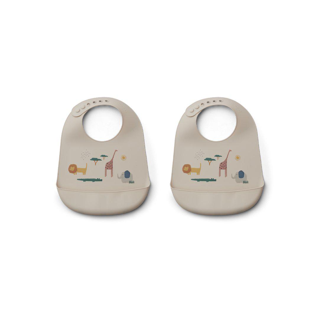  Liewood Tilda Silicone Bibs - Safari Sandy Mix - 2 Pack、mySite、merchandisen