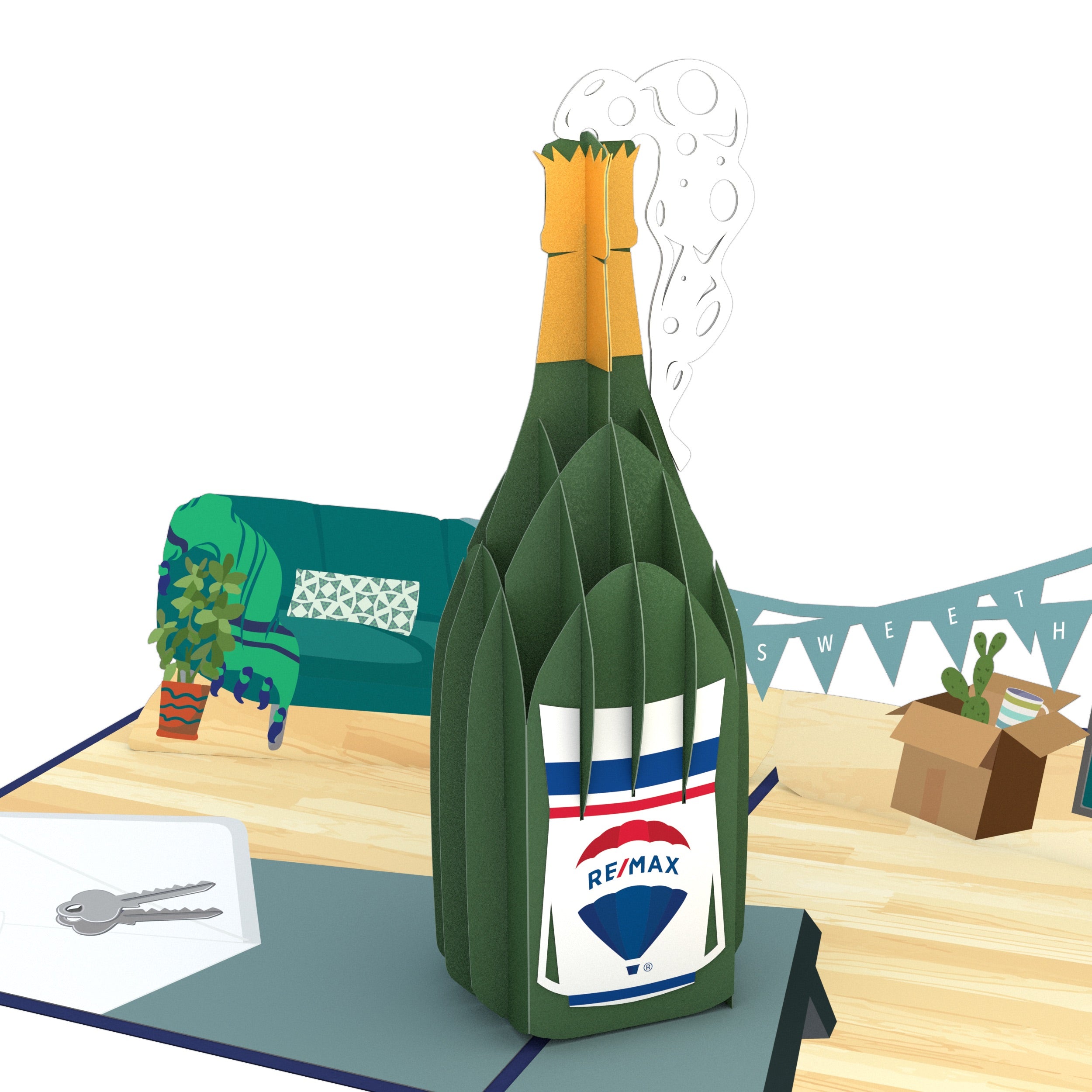 RE/MAX® New Home Champagne Pop-Up Card、mySite、solidvoid