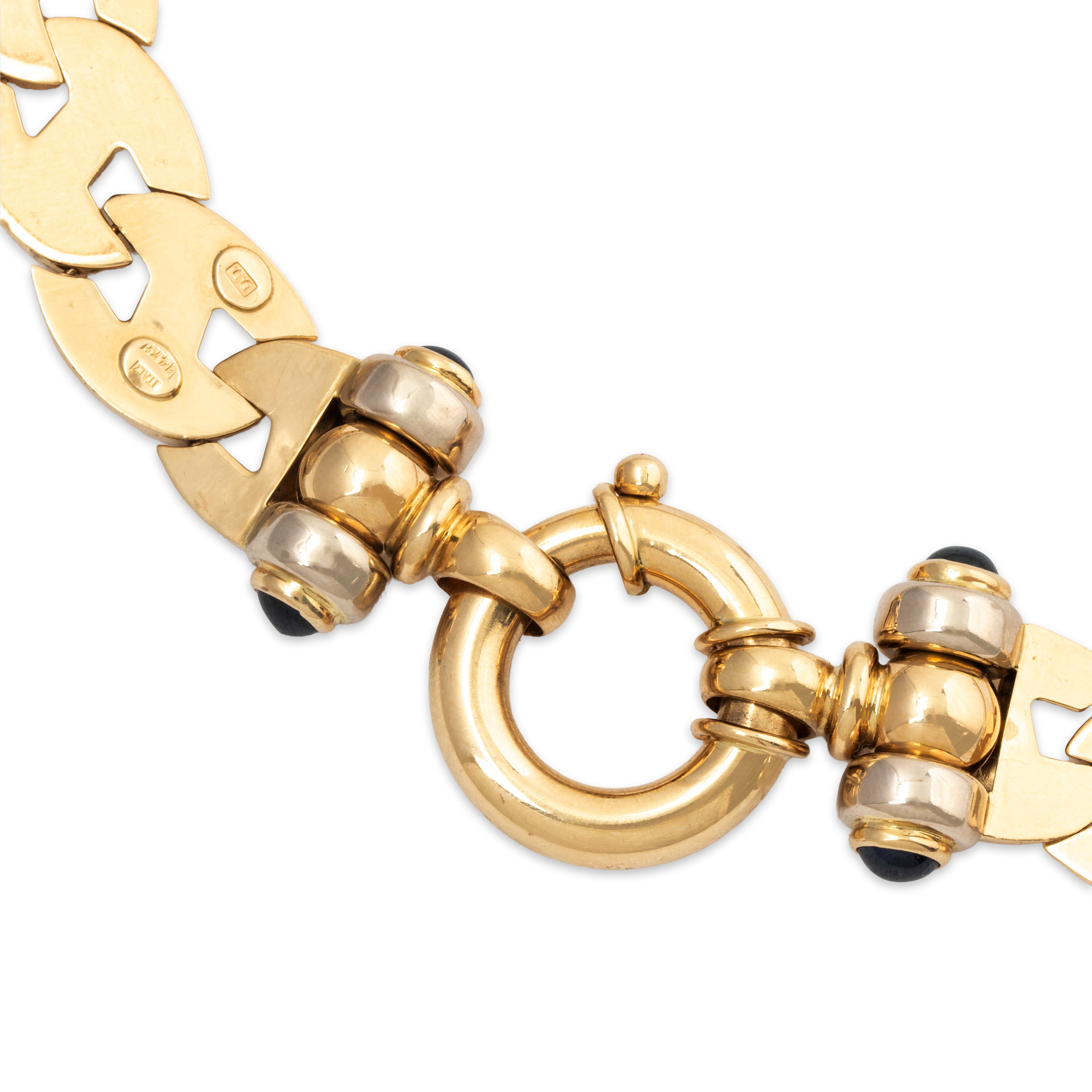 Bold Vintage Italian 14k Yellow Gold Sapphire Statement Collar Necklace 14、mySite、hinf8tx79