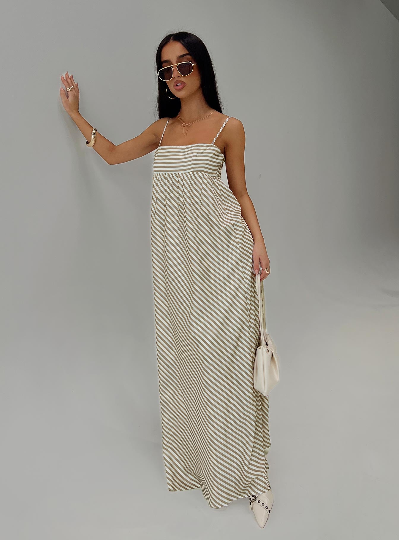 Pansotti Maxi Dress Beige / White Stripe、mySite、solidvoid