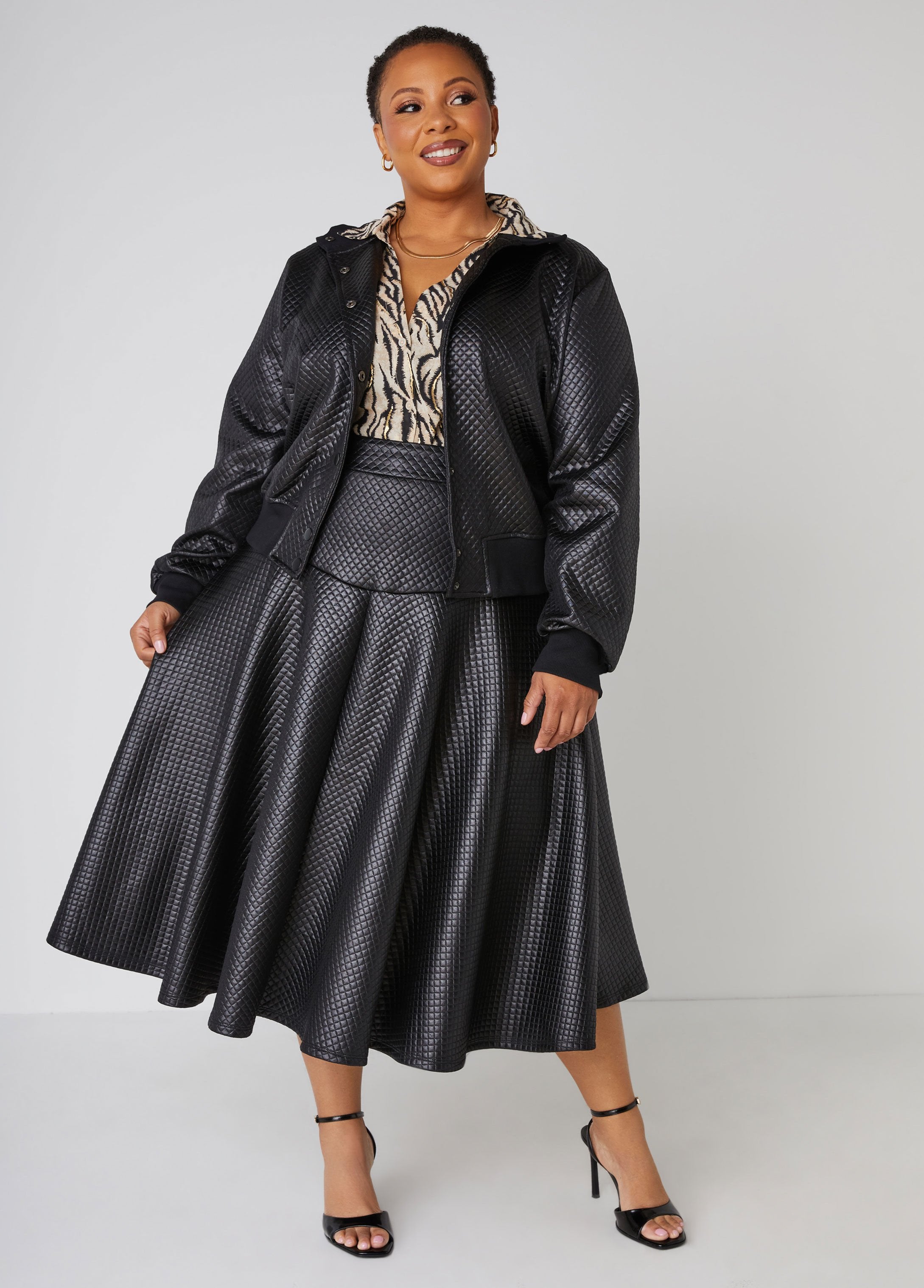 Quilted A Line Midaxi Skirt、mySite、bengalsvssteelers