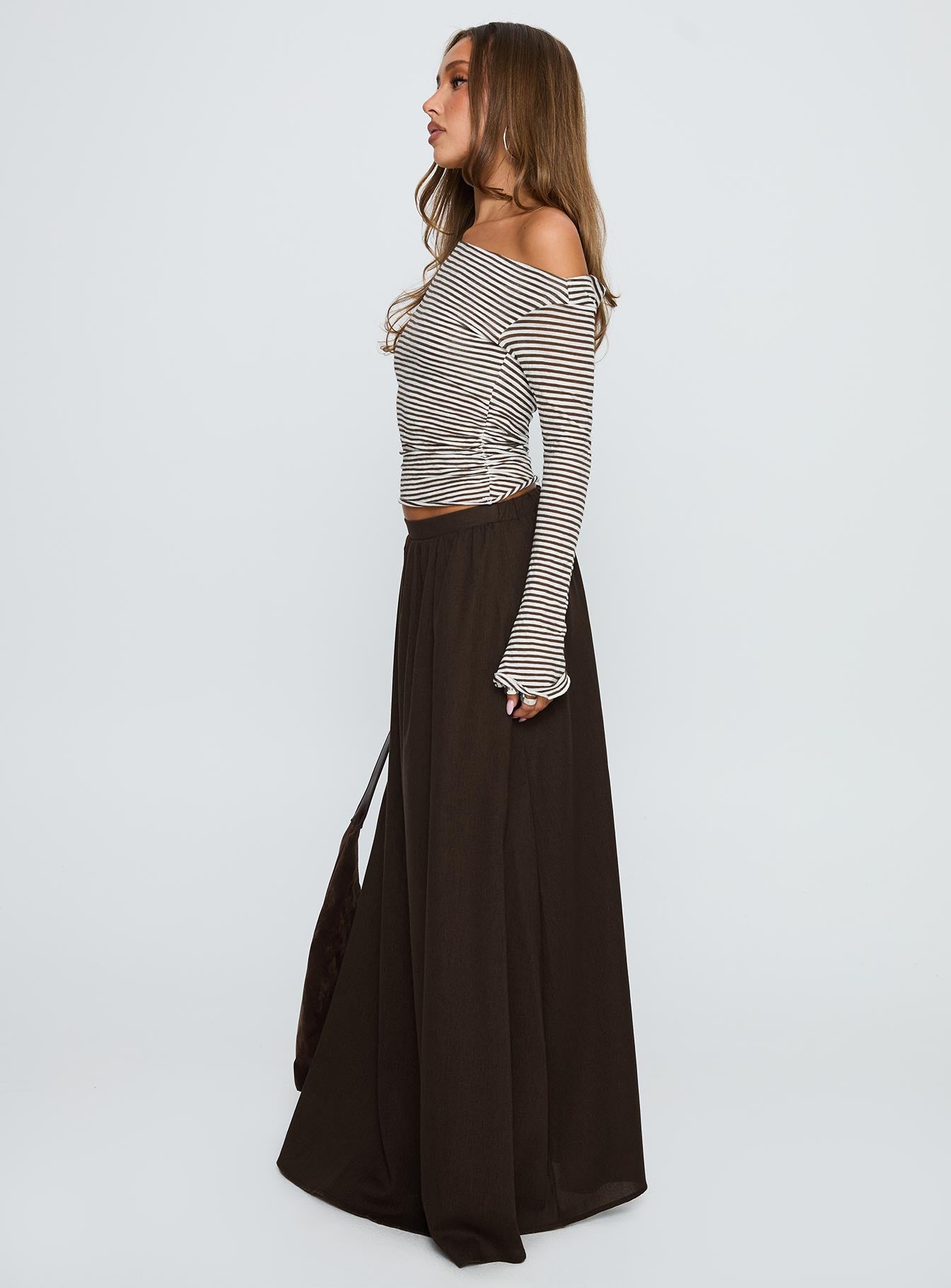 Hallee Maxi Skirt Brown、mySite、solidvoid