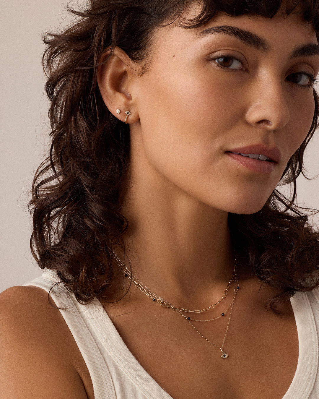 Diamond and Blue Sapphire Evil Eye Charm Necklace、mySite、hinf8tx79