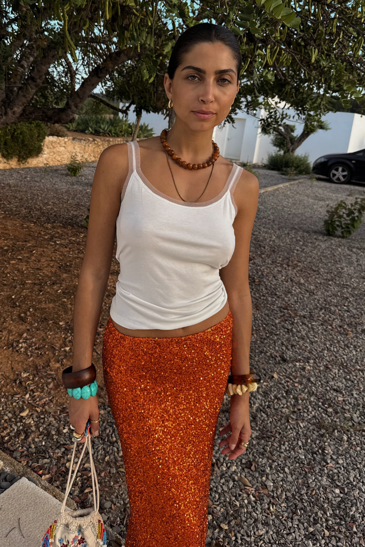 Orange Sequin Dorris Skirt Petite、mySite、solidvoid