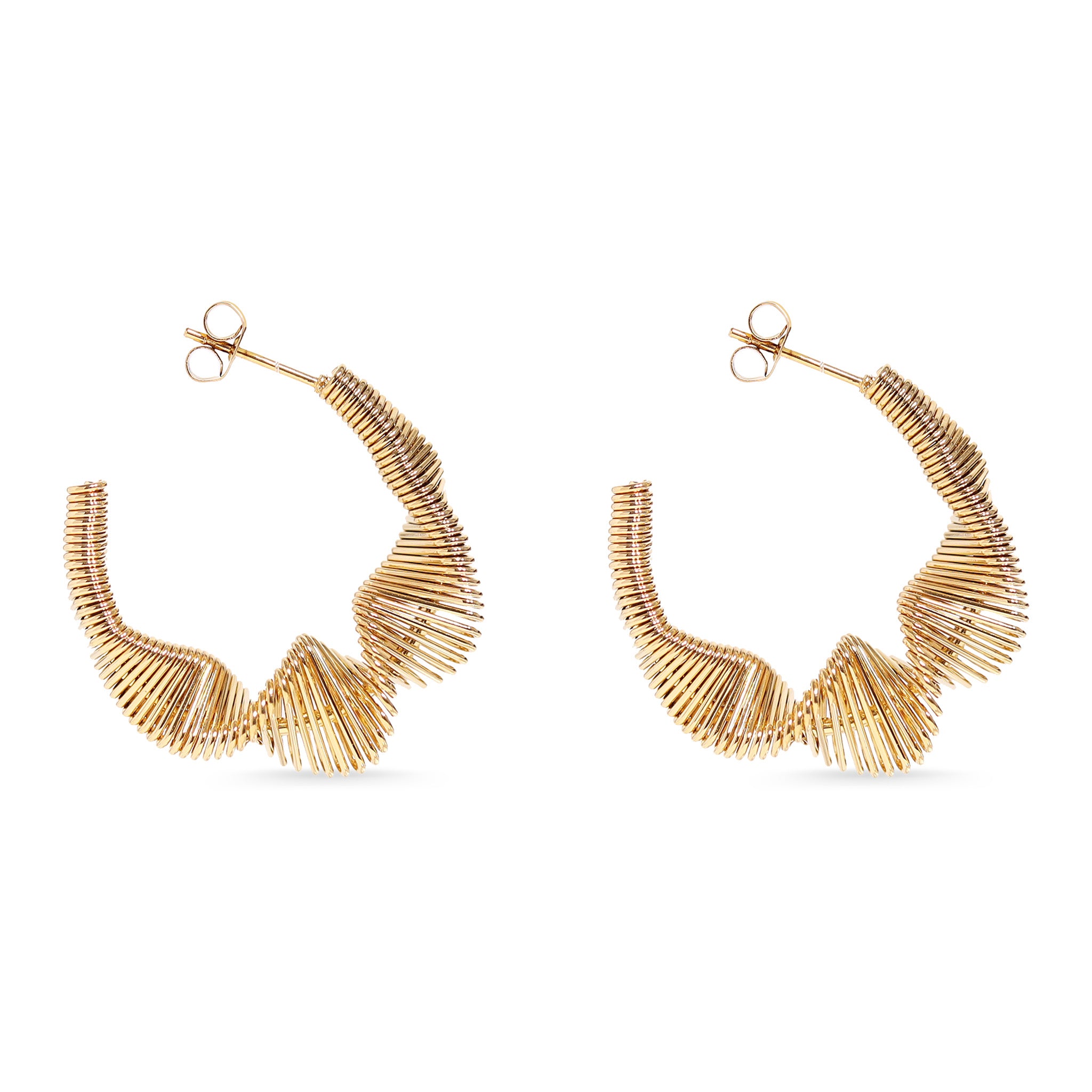 18K Gold PVD Stainless Steel Wired Statement Hoop Earrings / ERJ0018、mySite、dreamappss