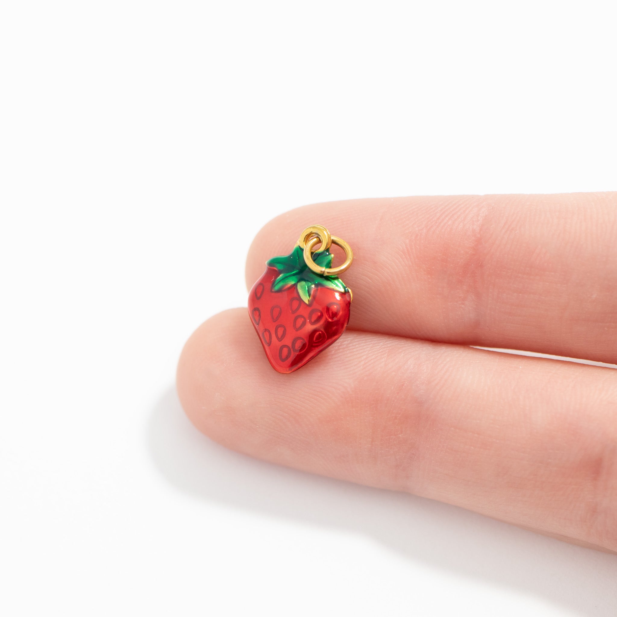 18K Gold PVD Stainless Steel Epoxy Strawberry Charm / PDL0280、mySite、dreamappss