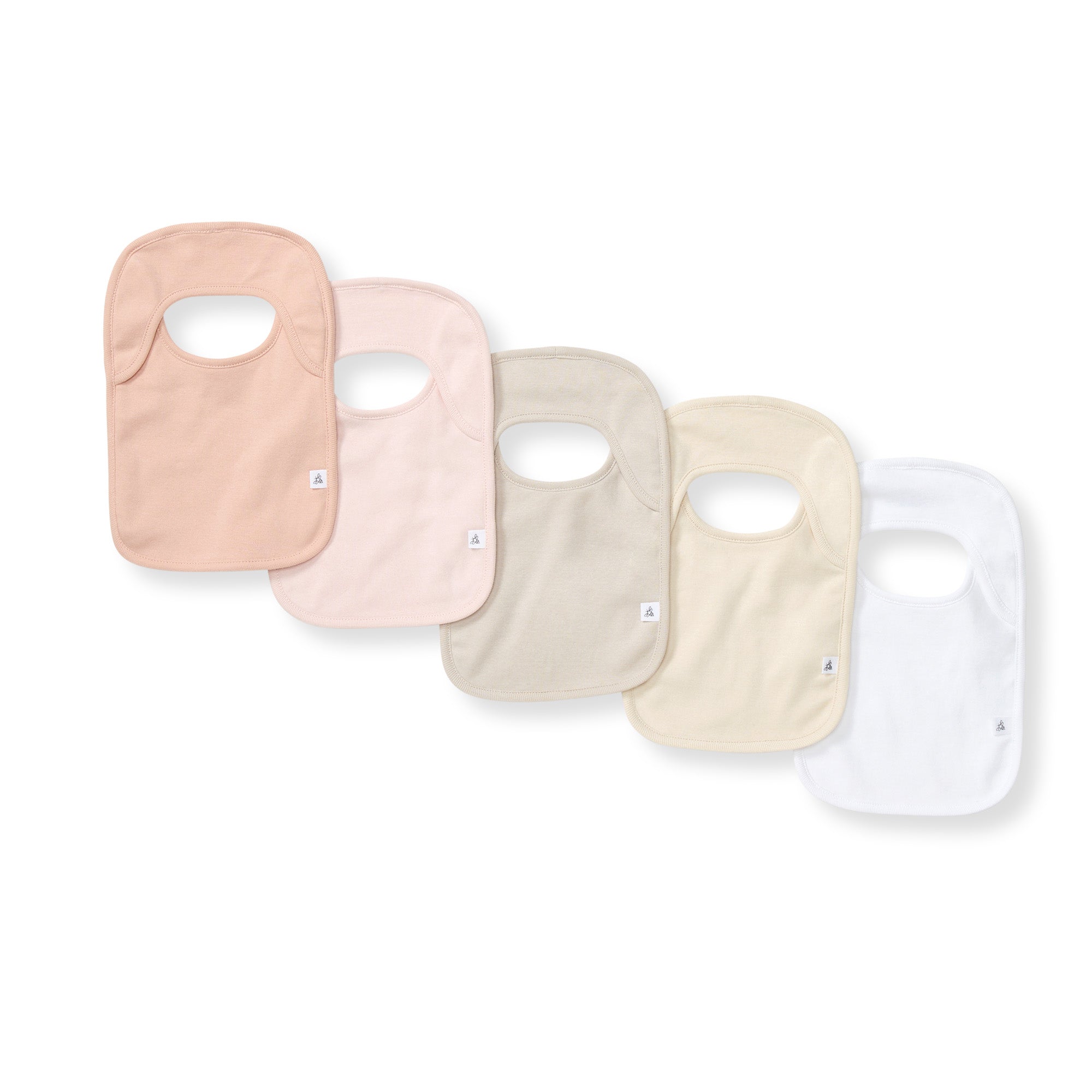 Solid Organic Cotton Baby Bibs 5 Pack - Pink Sand、mySite、g9winljtr