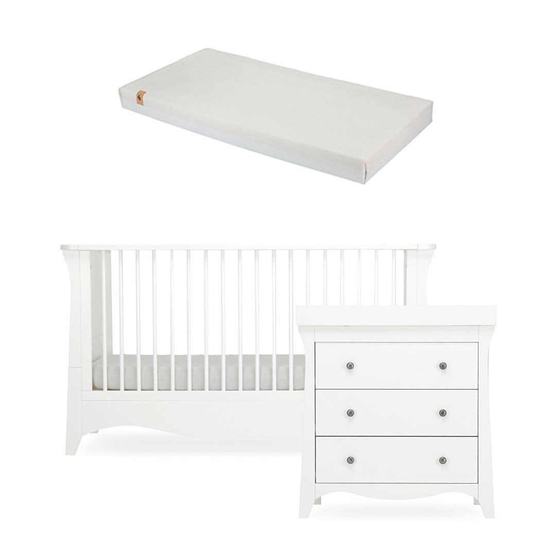  CuddleCo Clara 2 Piece Set 3-Drawer Dresser + Cot Bed - White、mySite、merchandisen
