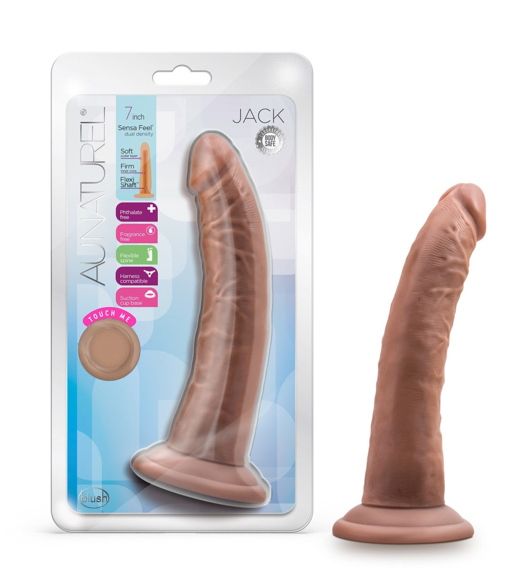 Au Naturel By Blush® | Jack Realistic Mocha 7.5-Inch Long Dildo With Suction Cup Base、mySite、bottomscart
