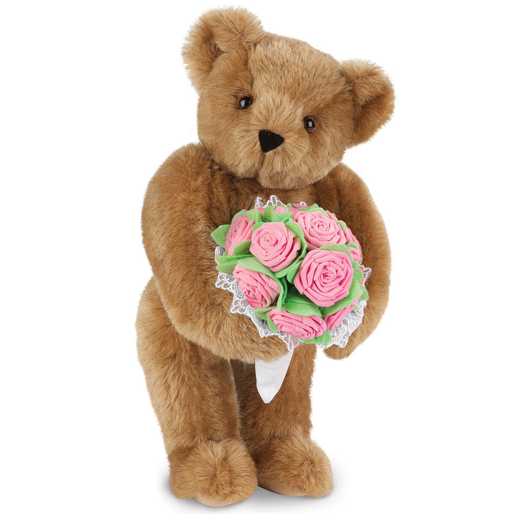 15 In. Pink Rose Bouquet Teddy Bear、mySite、g9winljtr