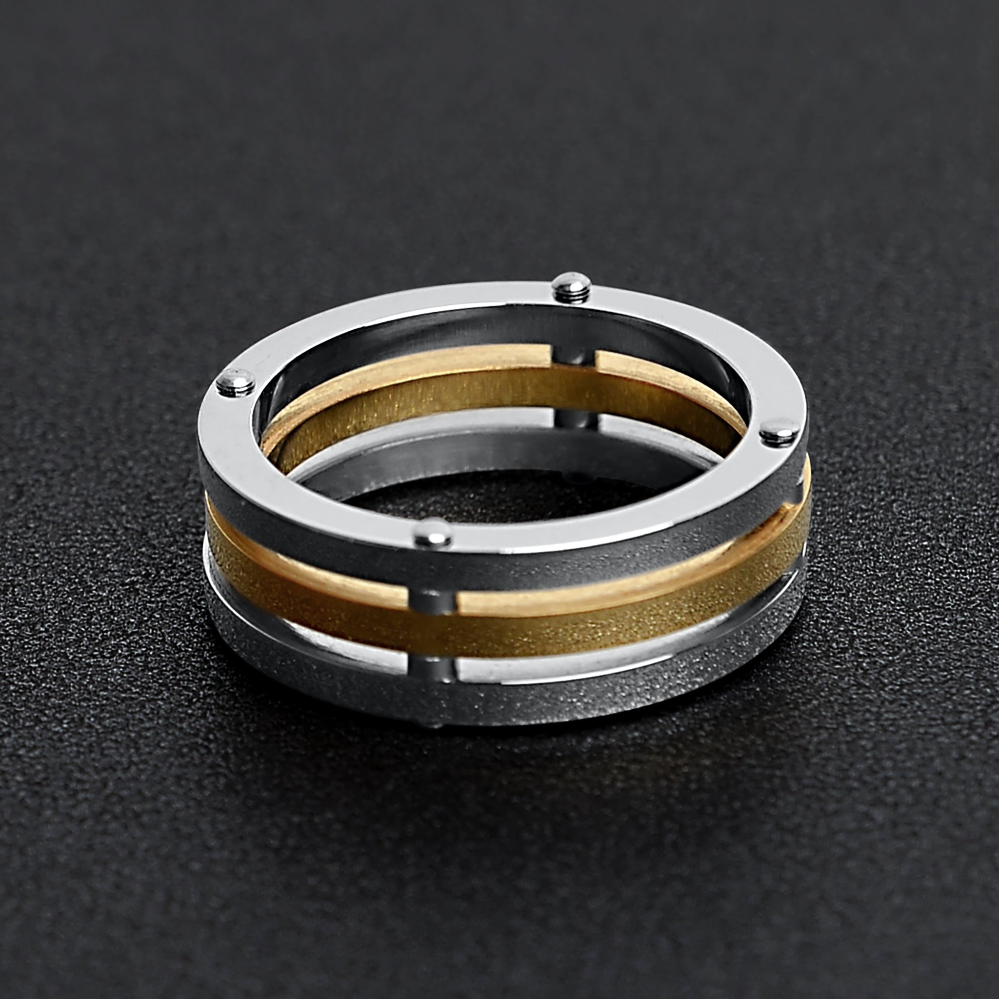 Gold PVD Coated Spaced Stainless Steel Ring / SSS0260、mySite、dreamappss