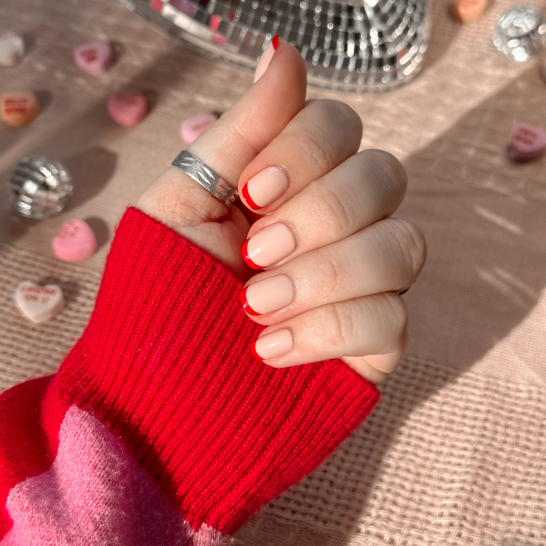 Tonal Valentine French | Extra Short | Squoval - Tab Press-On、mySite、solidvoid