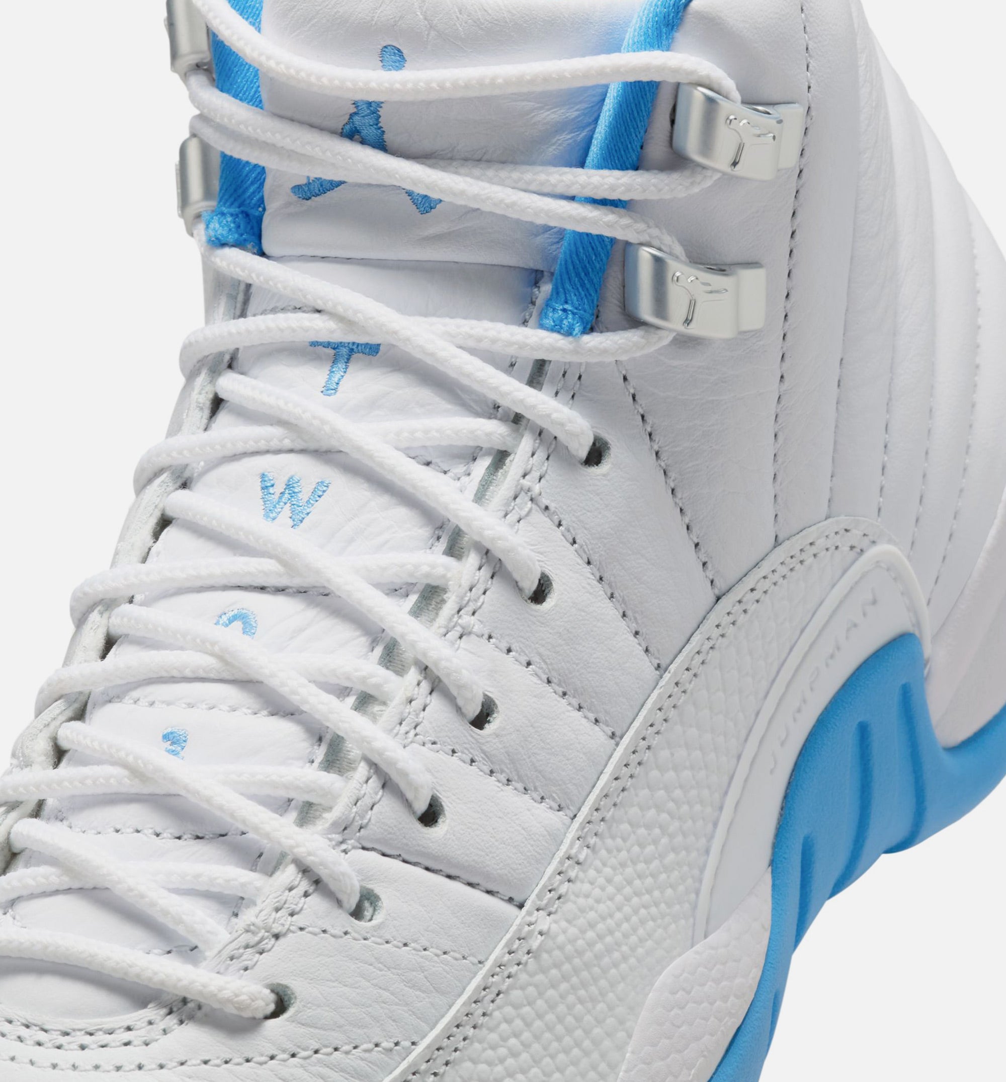 Air Jordan 12 Retro White and University Blue Grade School Lifestyle Shoe - White/University Blue/Metallic Silver Free Shipping、mySite、dreamappss