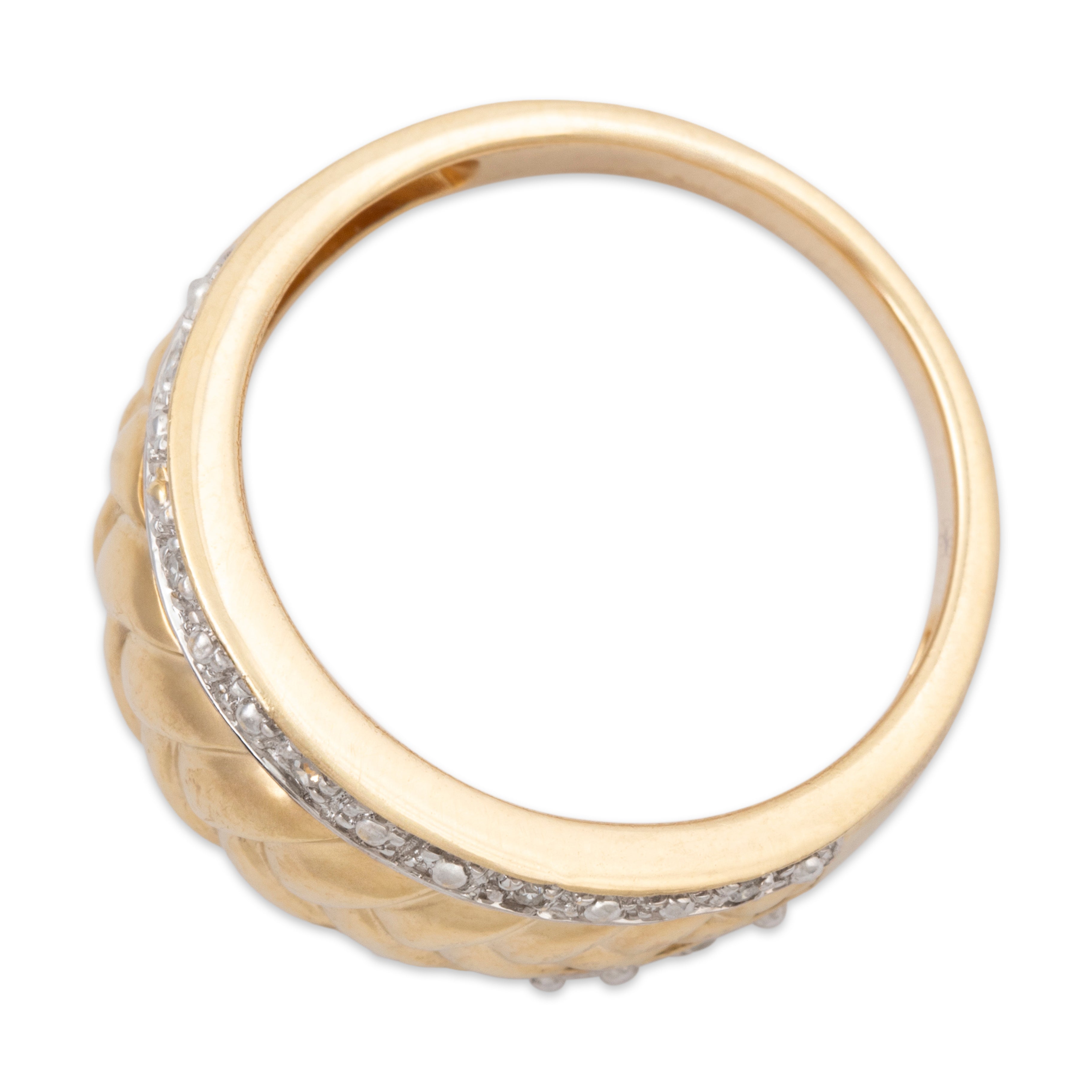 Vintage Chinese 14k Yellow Gold Diamond Woven Fishtail Bombe Ring 8.25、mySite、hinf8tx79