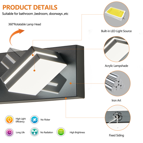 Modern Chrome LED Vanity Light, 5-Lights Wall Sconce for Bathroom and Mirror, Sleek Minimalist Design, Energy-Efficient, Easy to Install、、eastwooduniform