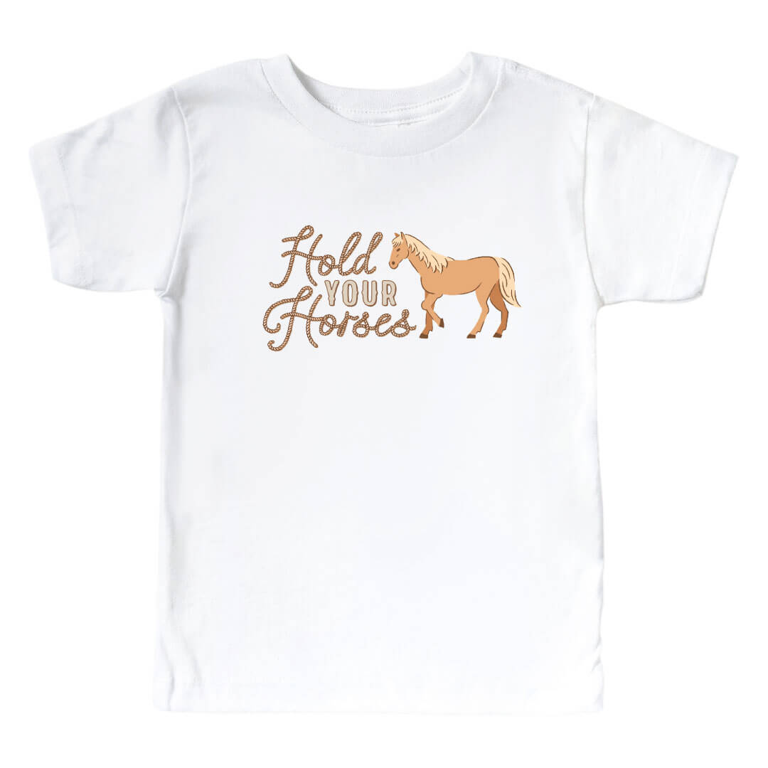  P's Ponies Hold Your Horses Kids Graphic Tee | White、mySite、layawaytickets