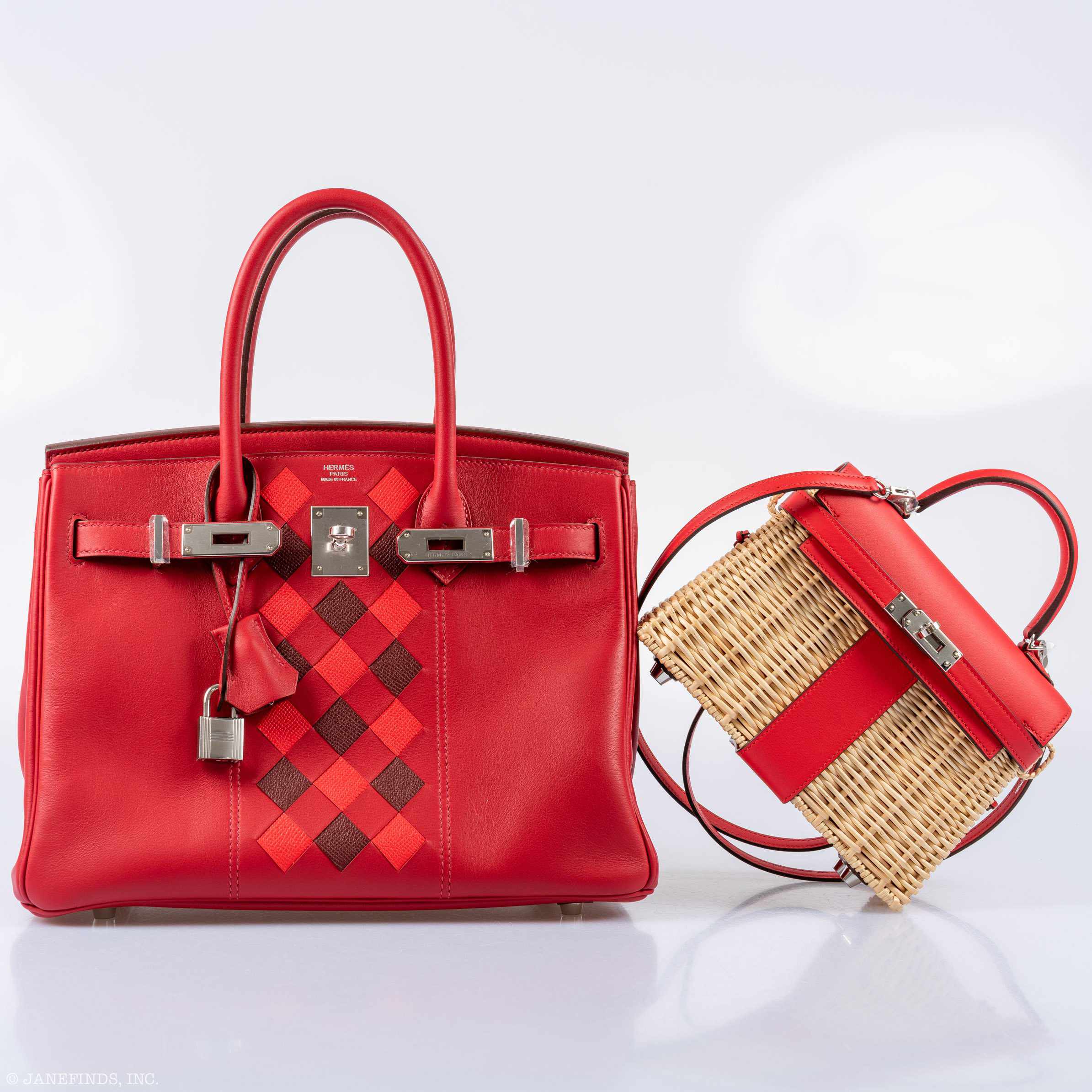 Hermès Mini Picnic Kelly 20 Rouge de Coeur Swift and Osier Wicker Palladium Hardware、mySite、garminoutage.com