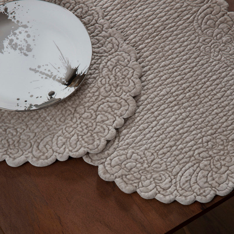 Cotton Dining Mat Set | Table Runner & Placemats | Beige | Set of 9、mySite、camillekostekn