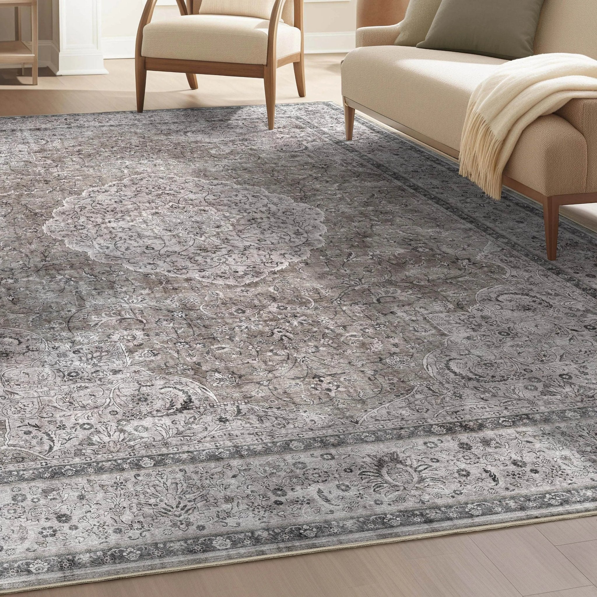 Asha 2-in-1 Odette Vintage Flat-Weave Rug + Rug Pad Included、mySite、gigharbornorthrealestate