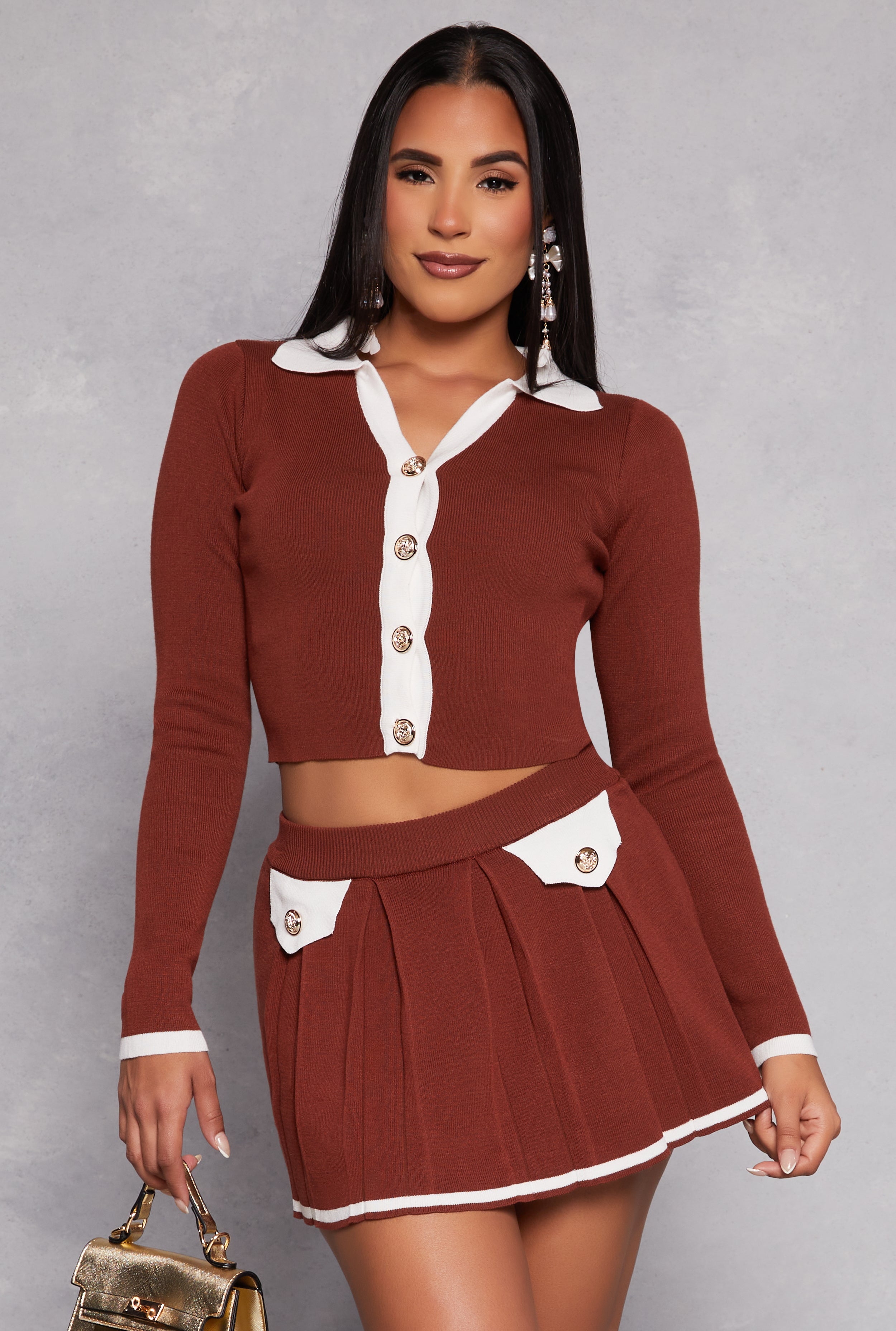 Daisy Contrast Trim Button Front Cardigan、mySite、camillekostekn