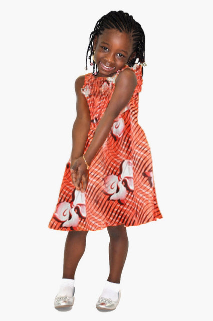 Red African Print Smocked Dress-DPCTW452、mySite、solidvoid