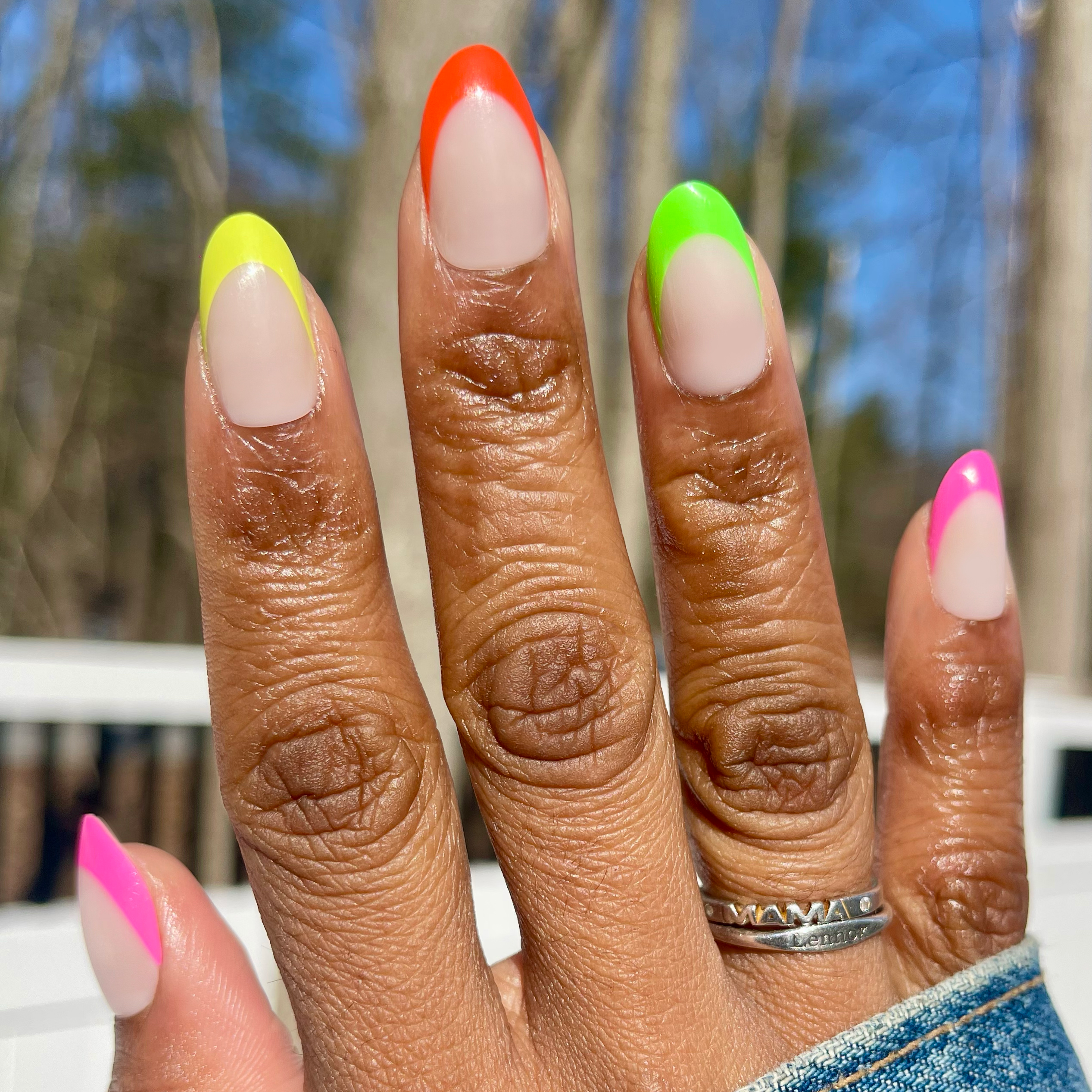 Thick Rainbow French Mixed Pack - Press-On | Medium | Oval、mySite、solidvoid