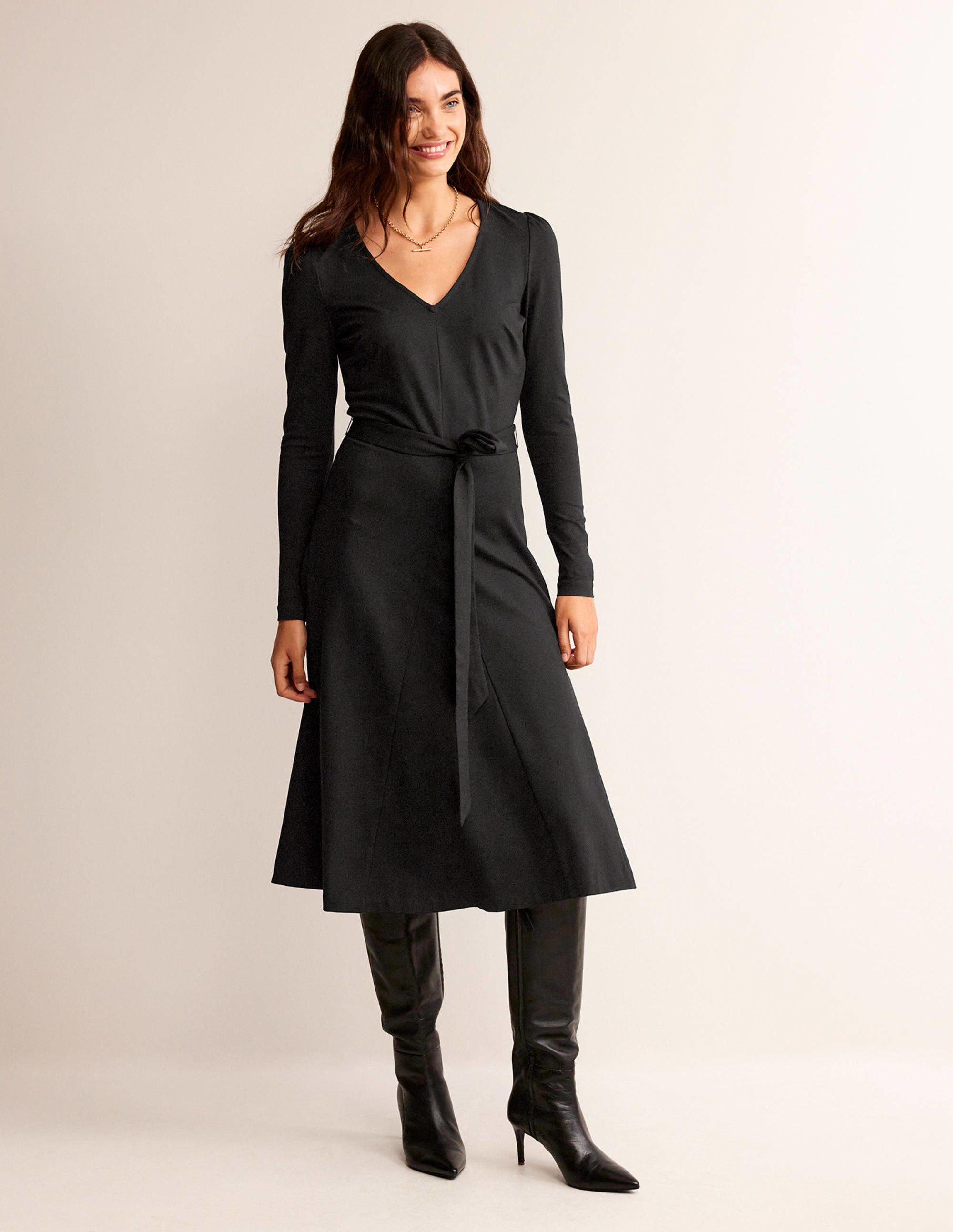  Bella Ponte V-Neck Midi Dress-Black、mySite、ashleygrahame