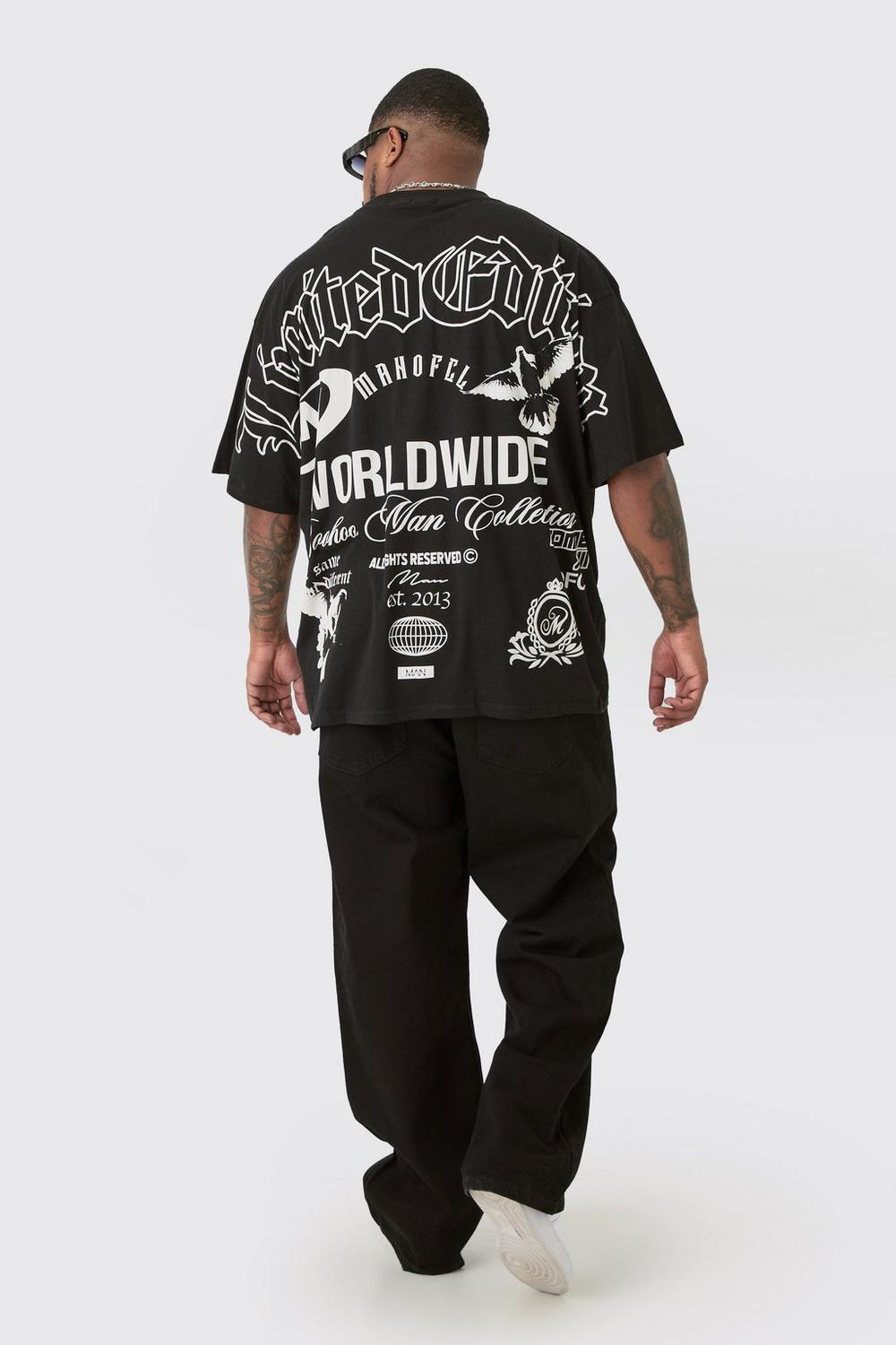  Boohooman Plus Limited Edition Moto Over The Seam Graphic Back Print Black、mySite、justintrudeaud
