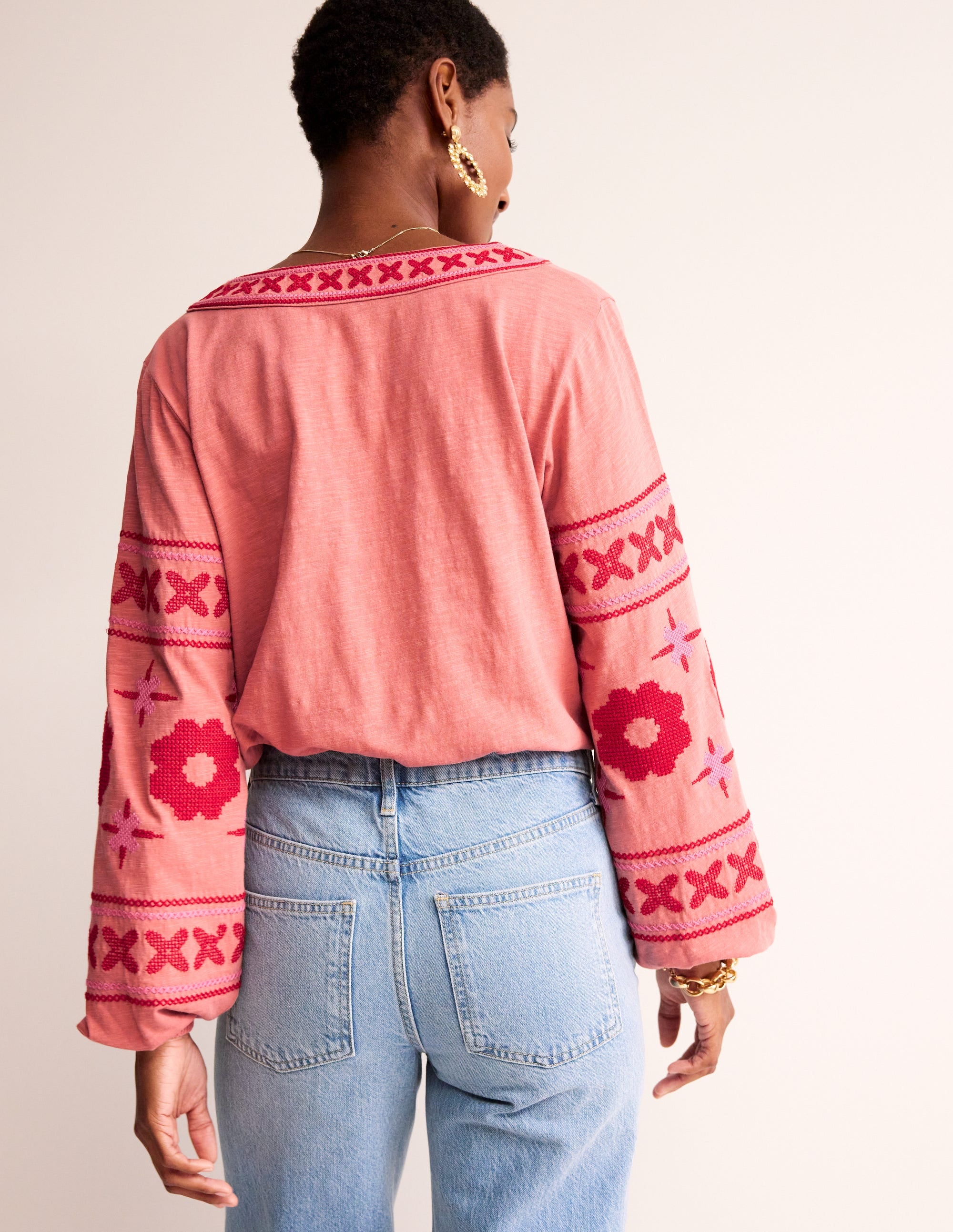  Diana Embroidered Tie Neck Top-Brick Dust、mySite、ashleygrahame