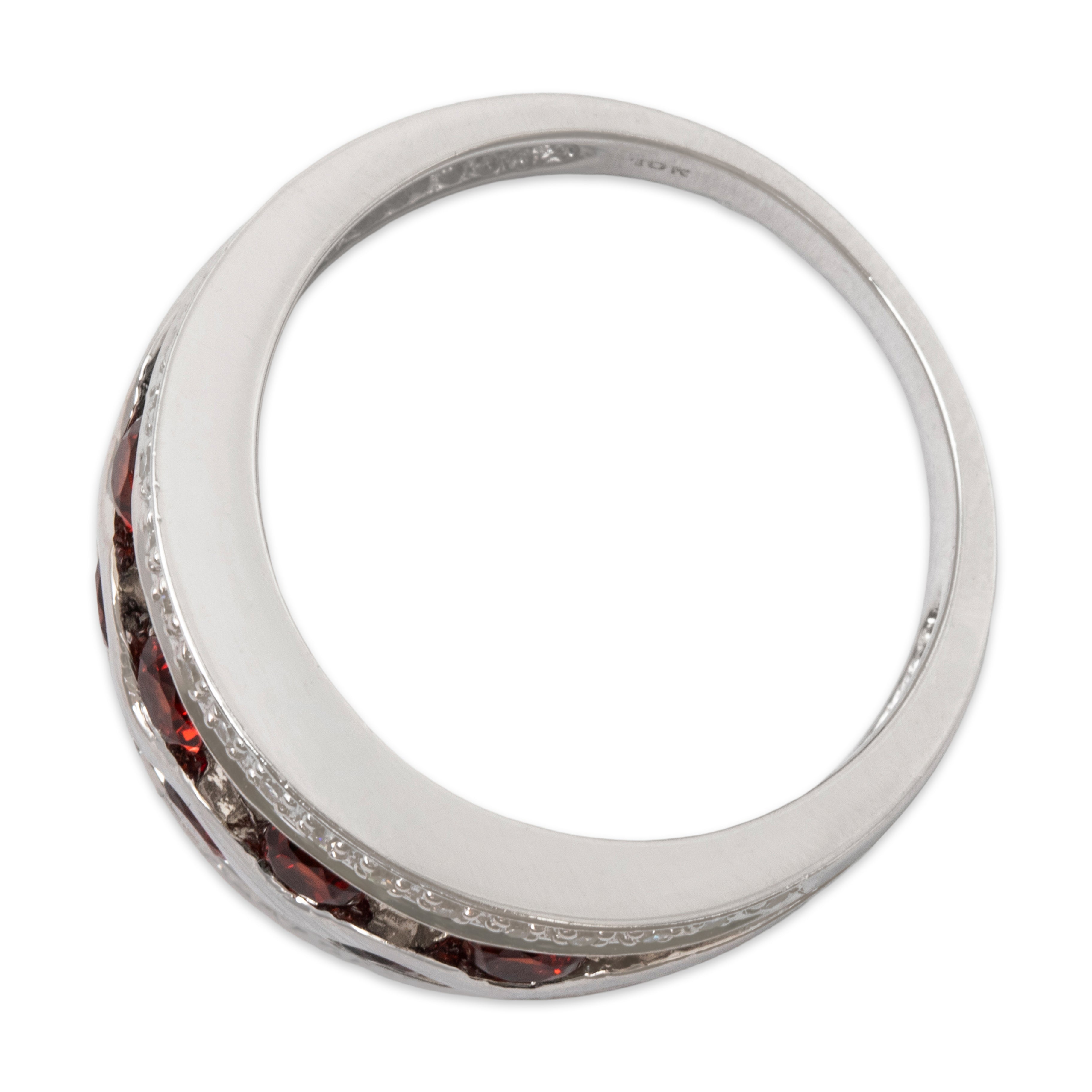 Vintage 10k White Gold 1cttw Garnet Diamond Wavy Line Band Ring 6.75、mySite、hinf8tx79