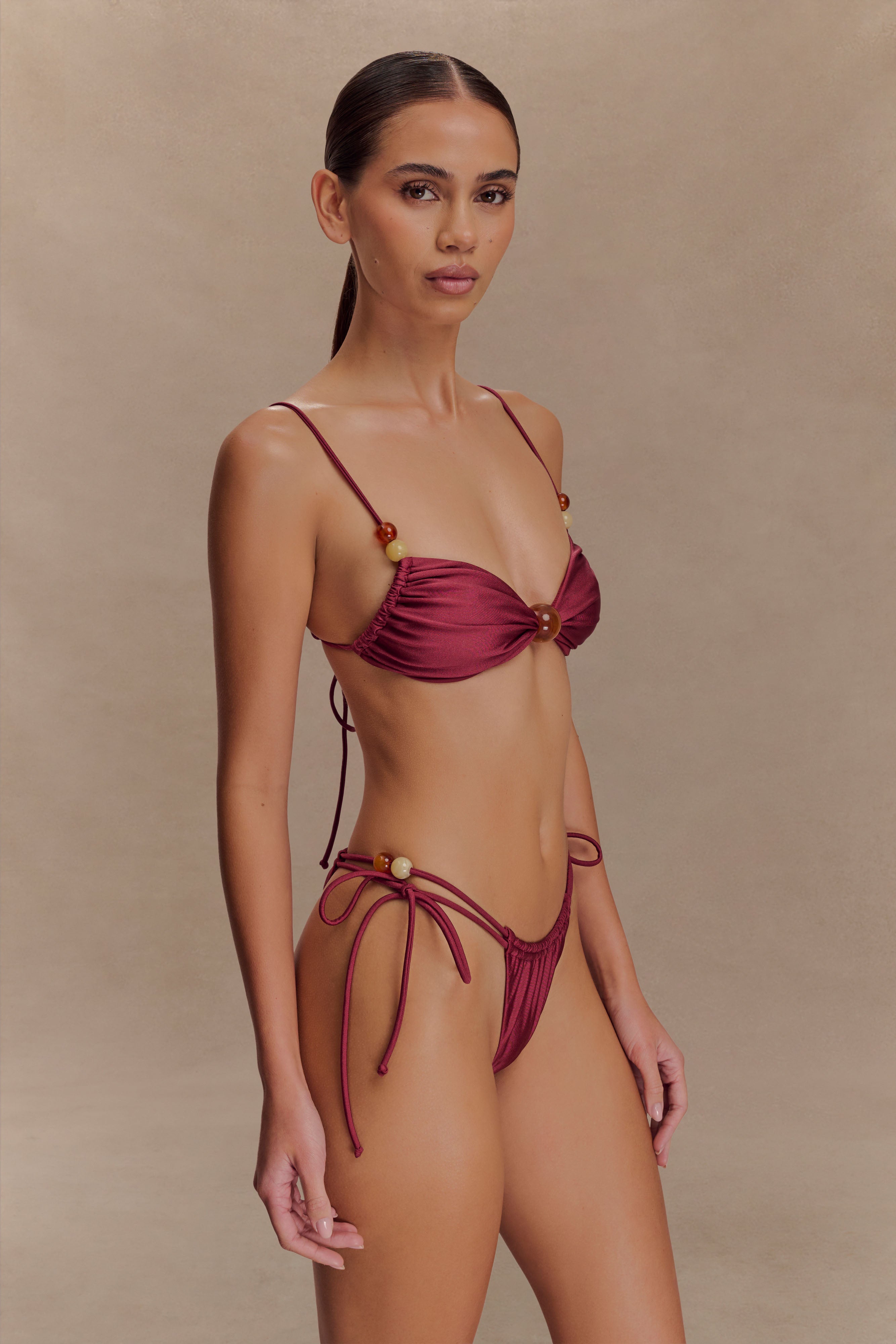 Memphis Beaded Bikini Bottom - Wine、mySite、solidvoid