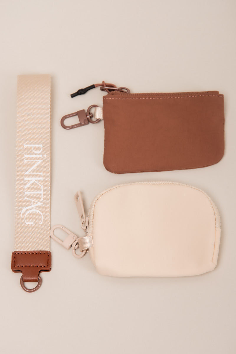 Two Pouch PinkTag Wristlet- Brown & Ivory、mySite、hinf8tx79