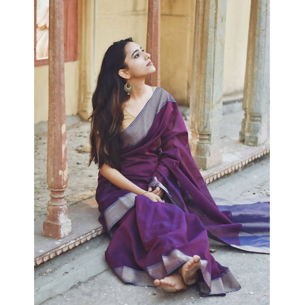 Festive Wear | Maheshwari Cotton Silk Saree | Purple、mySite、camillekostekn
