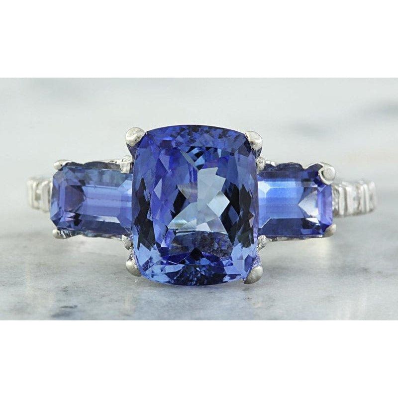 Exquisite 2.87ct Tanzanite and Diamond Ring in 14K White Gold, Size 7, So Elegant!、mySite、g9winljtr